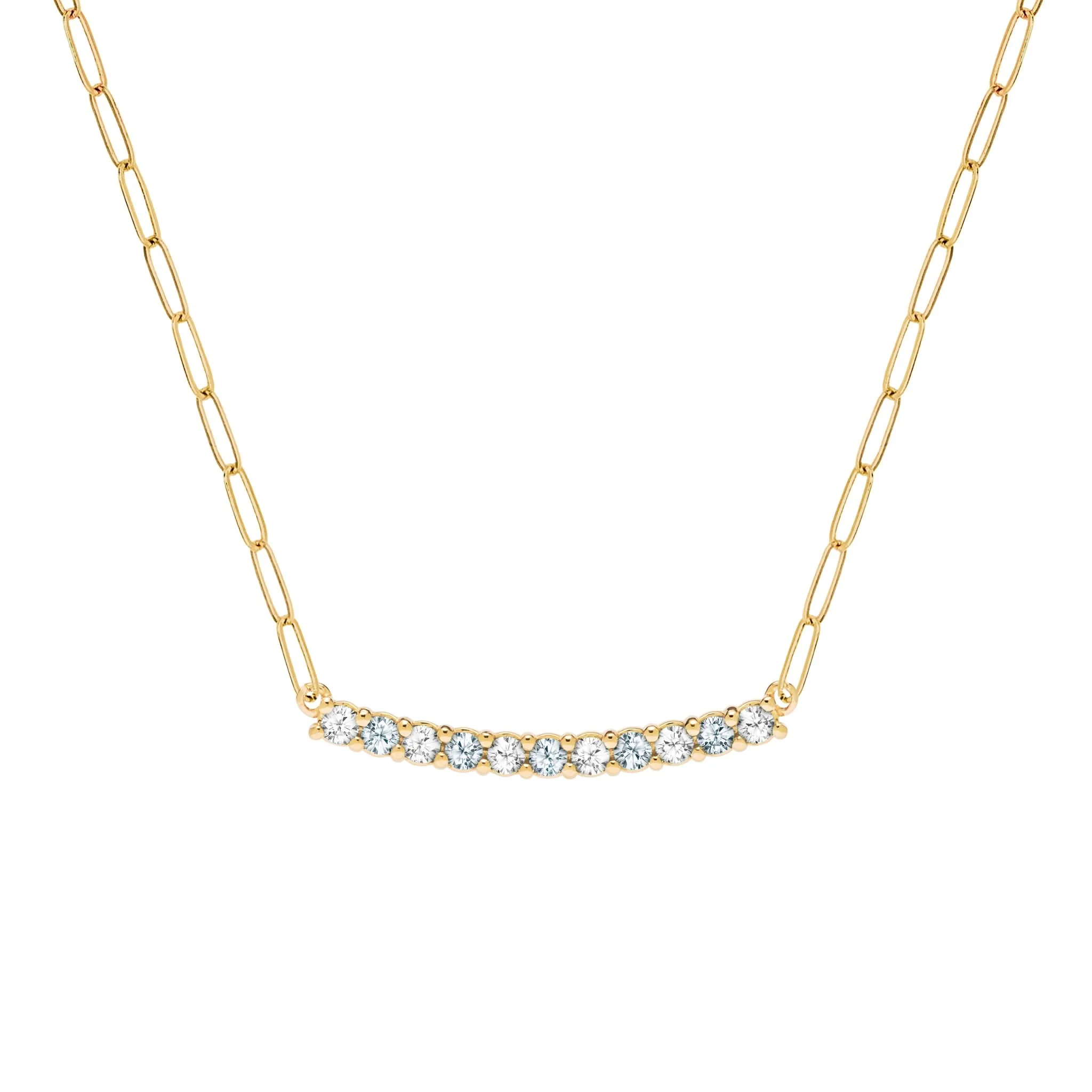 Rosecliff Diamond & Aquamarine Bar Adelaide Mini Necklace in 14k Gold (March)