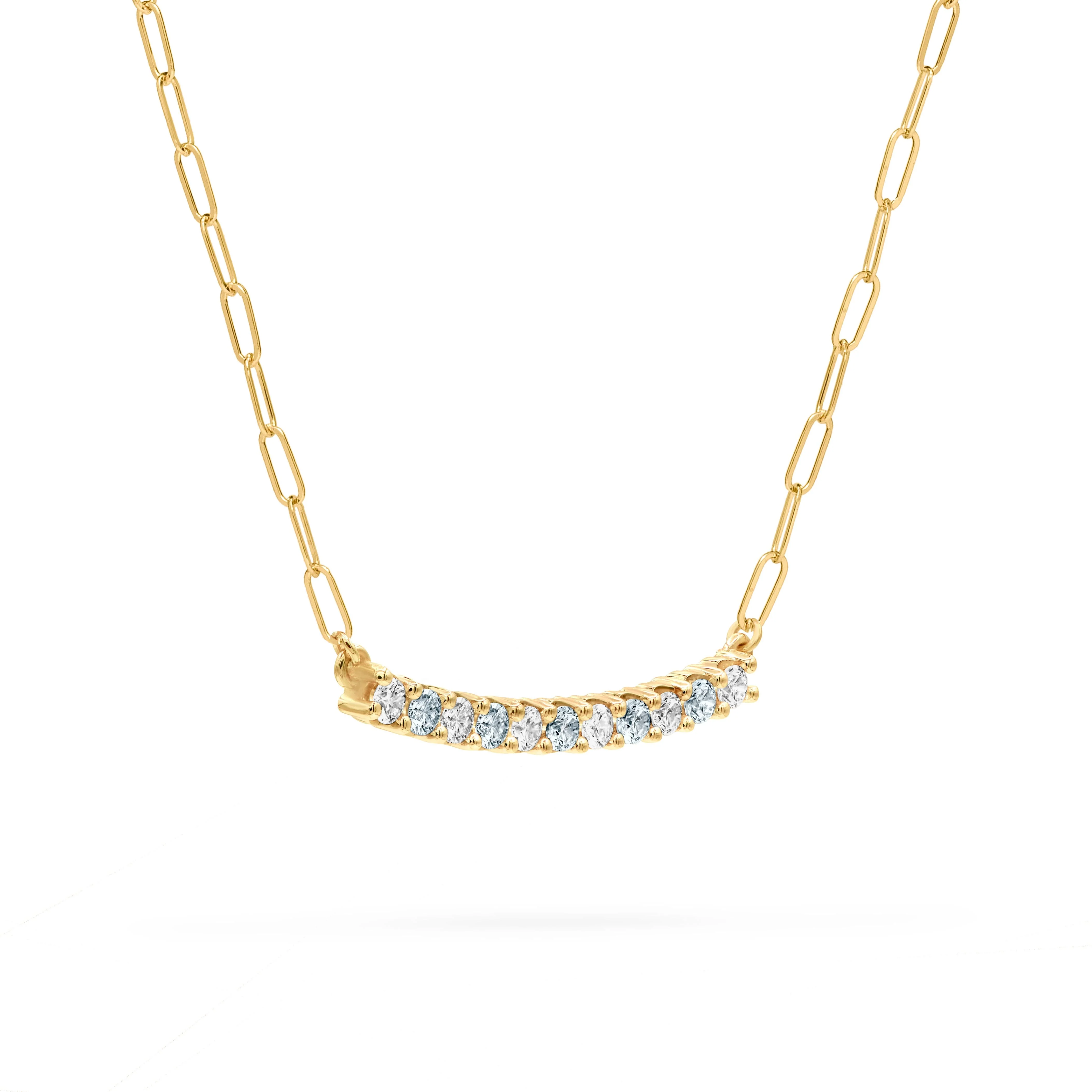 Rosecliff Diamond & Aquamarine Bar Adelaide Mini Necklace in 14k Gold (March) - Image 4