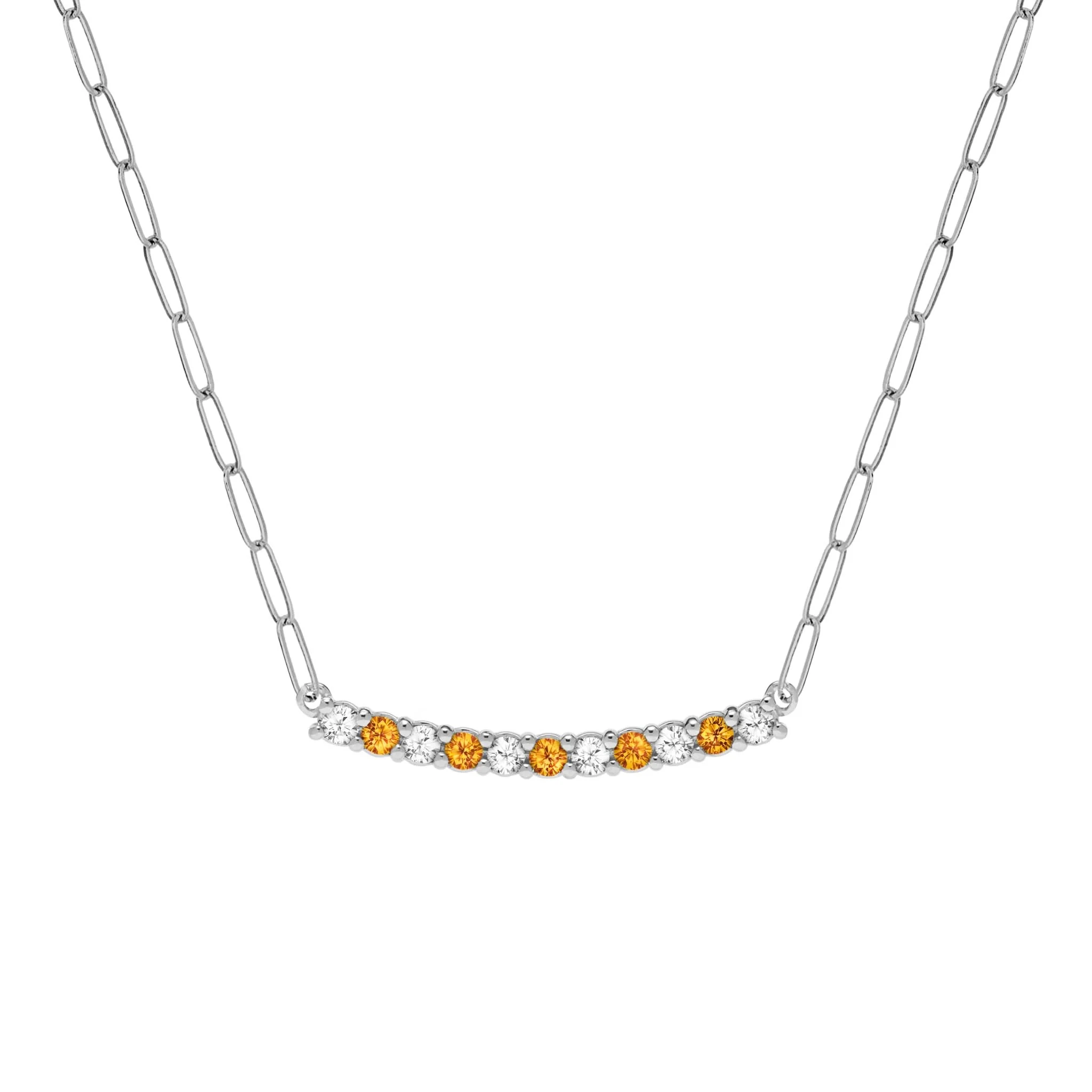 Rosecliff Diamond & Citrine Bar Adelaide Mini Necklace in 14k Gold (November) - Image 8