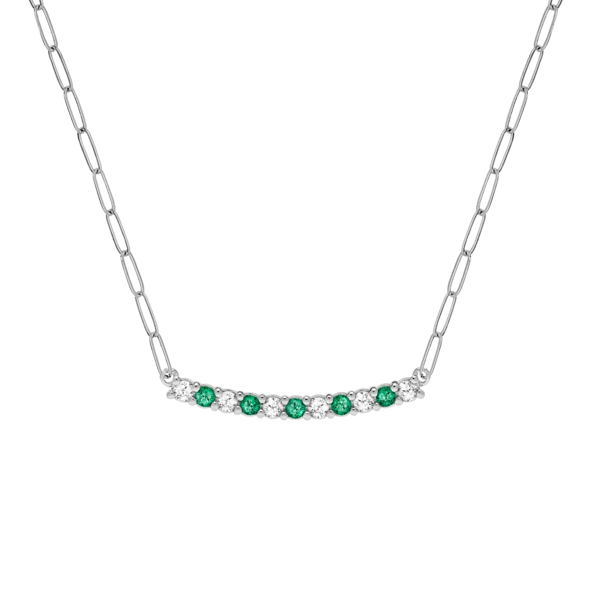 Rosecliff Diamond & Emerald Bar Adelaide Mini Necklace in 14k Gold (May) - Image 8