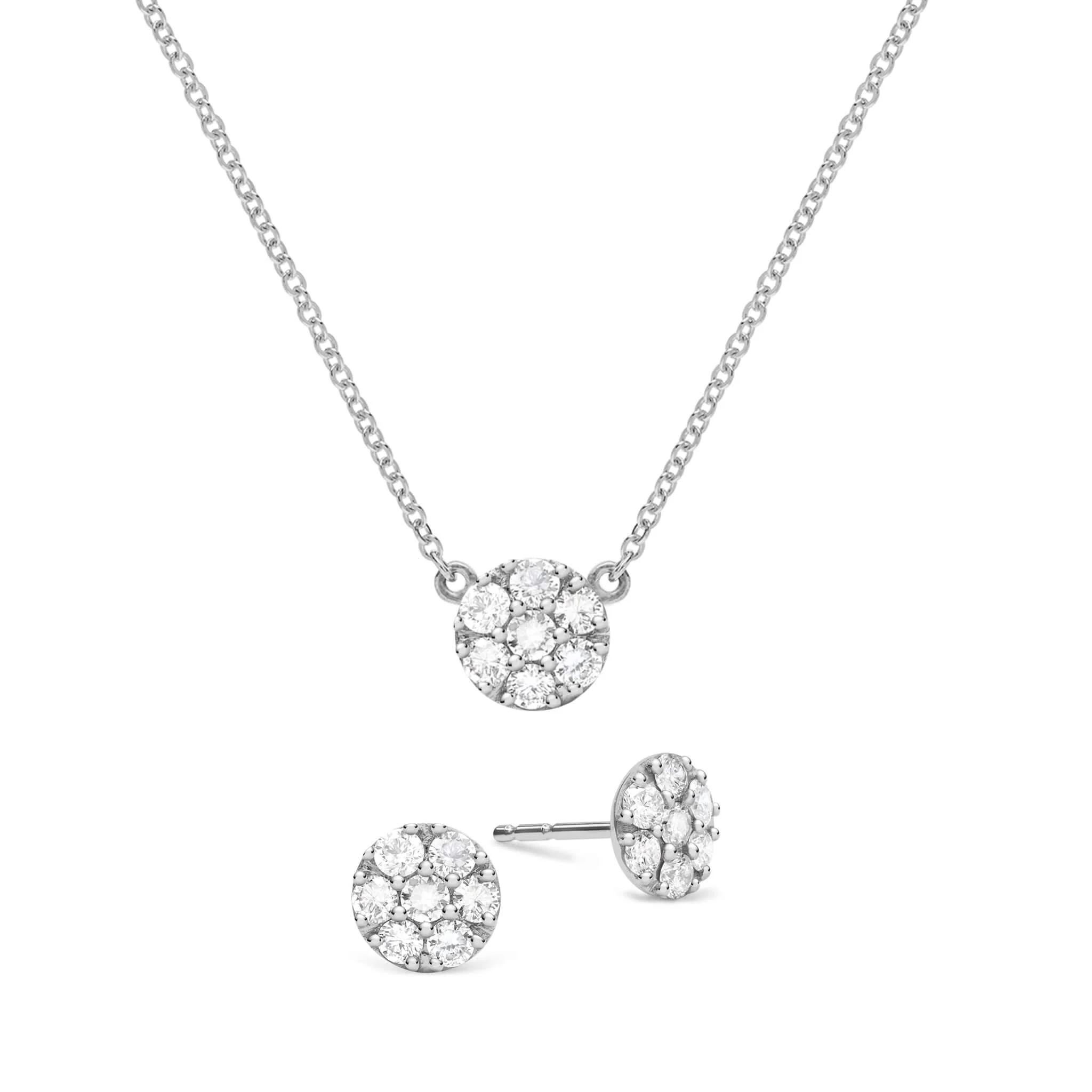 Rosecliff Diamond Mini Necklace and Stud Earrings Set in 14k Gold (April) - Image 8