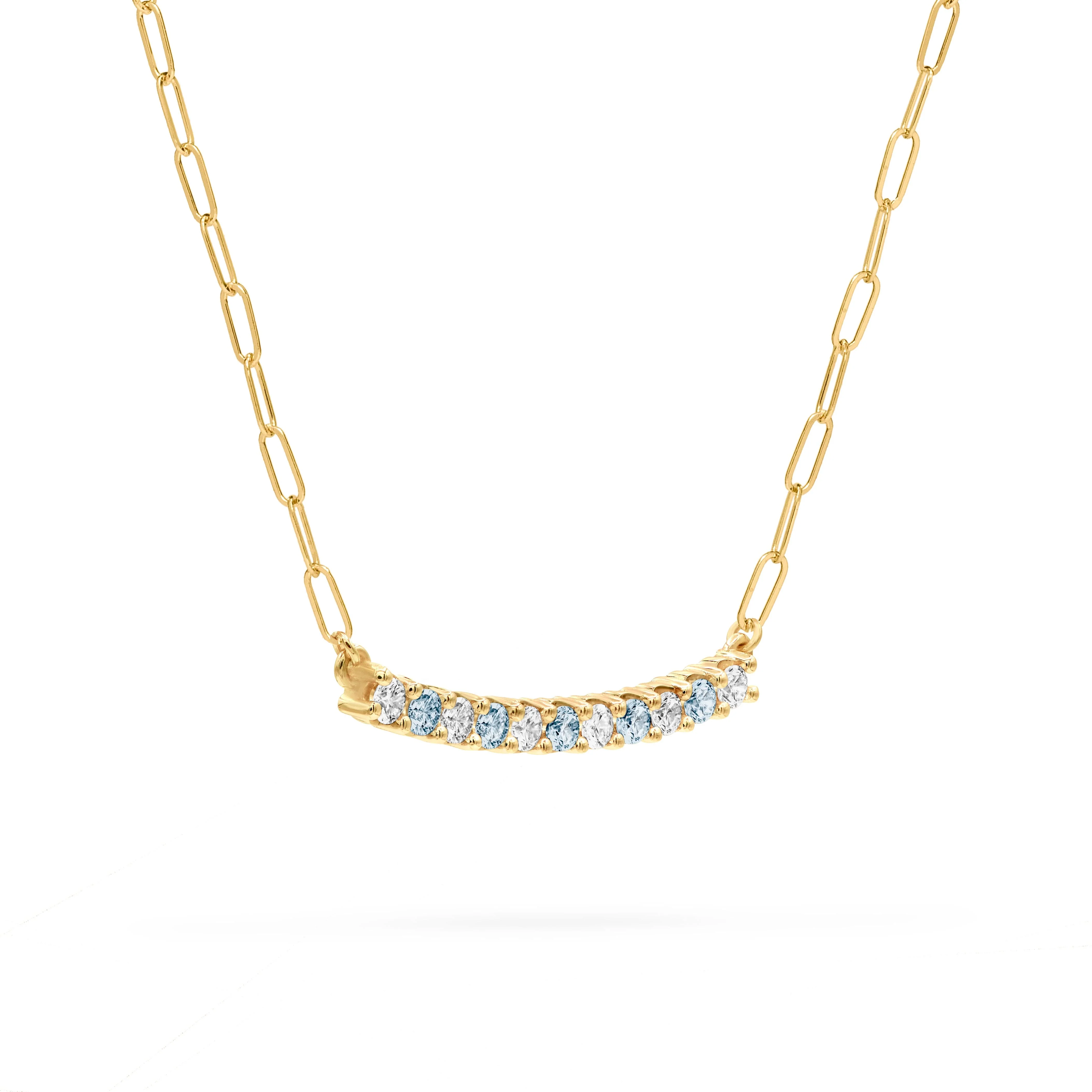 Rosecliff Diamond & Nantucket Blue Topaz Bar Adelaide Mini Necklace in 14k Gold (December) - Image 4