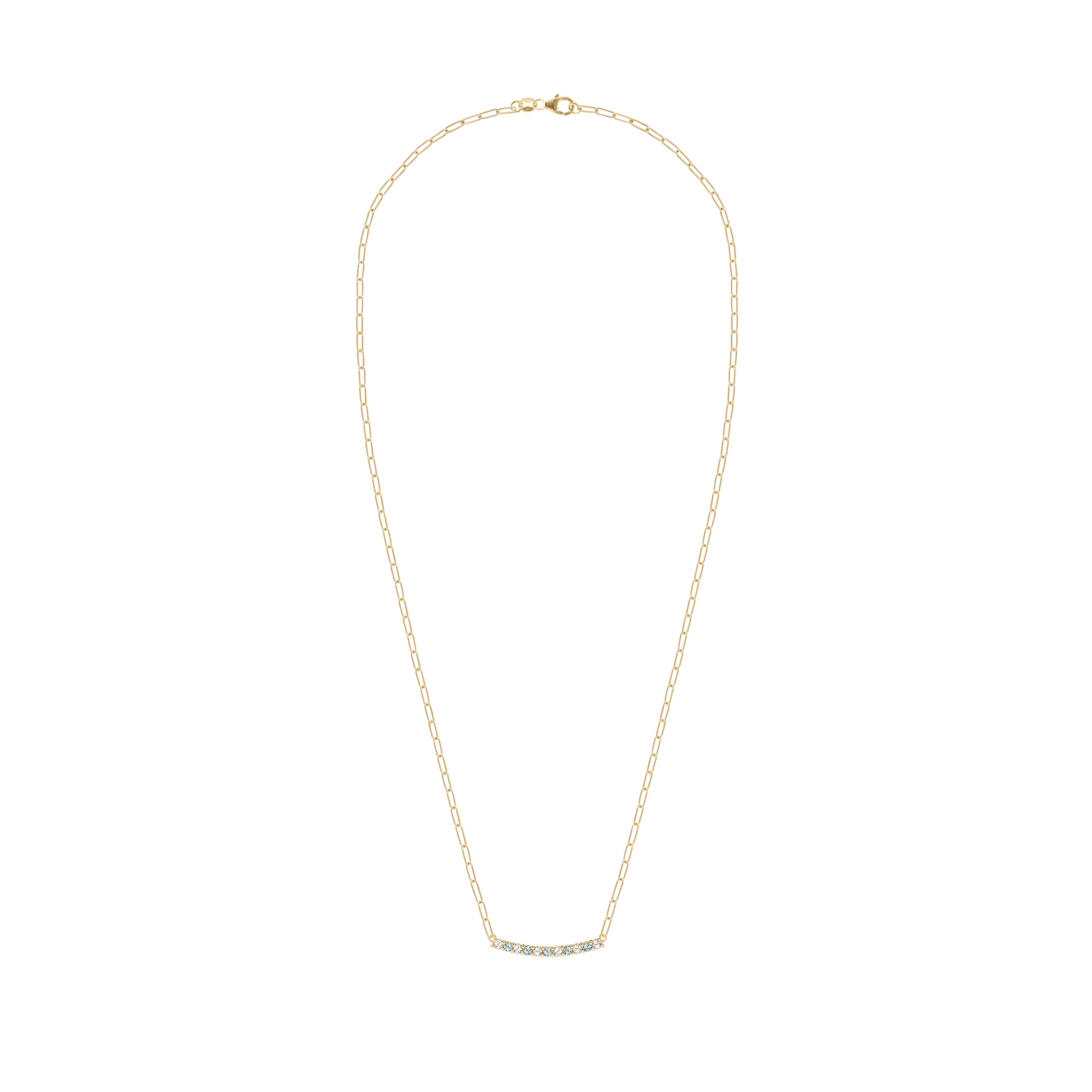 Rosecliff Diamond & Nantucket Blue Topaz Bar Adelaide Mini Necklace in 14k Gold (December) - Image 5