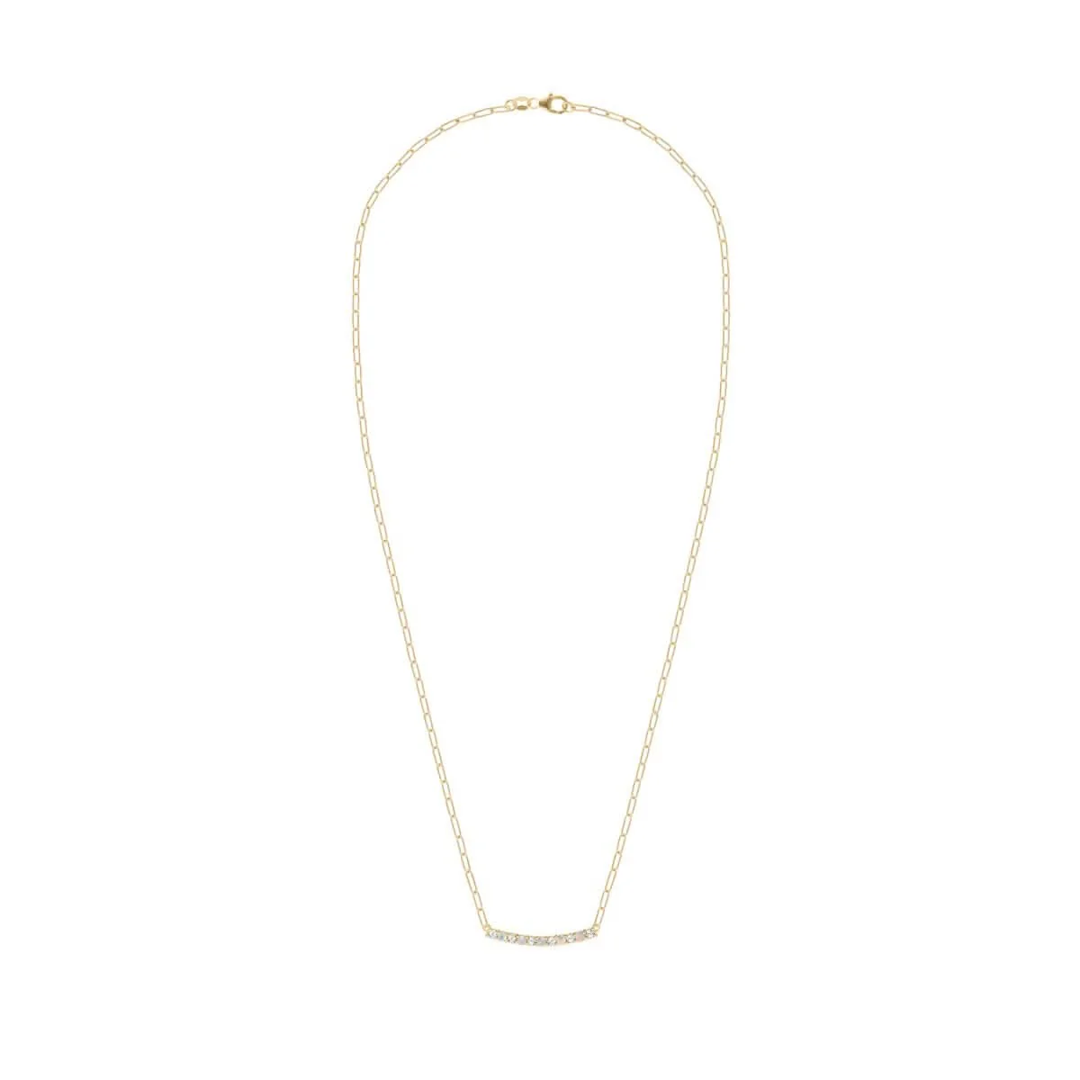 Rosecliff Diamond & Opal Bar Adelaide Mini Necklace in 14k Gold (October) - Image 7
