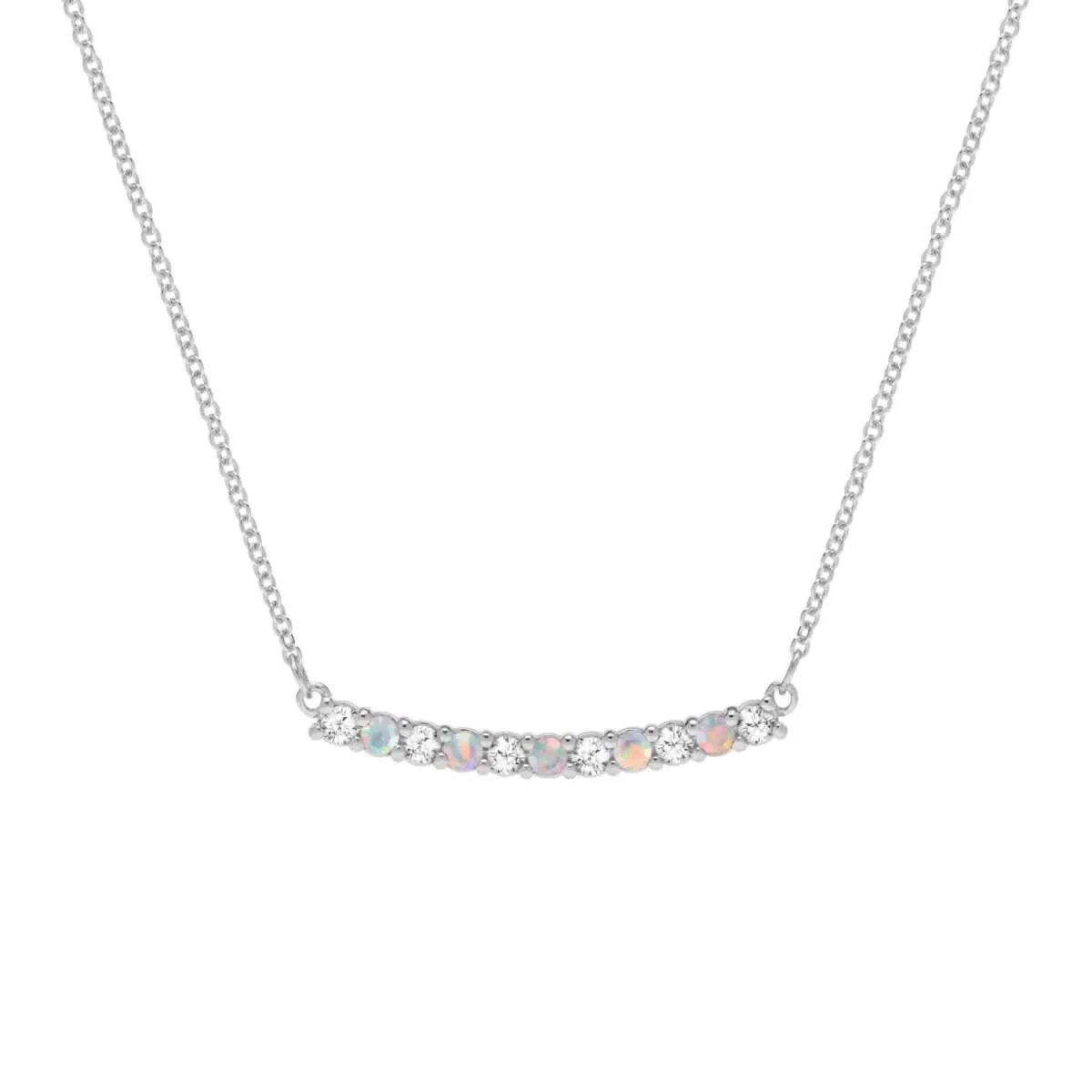 Rosecliff Diamond & Opal Bar Necklace in 14k Gold (October) - Image 8