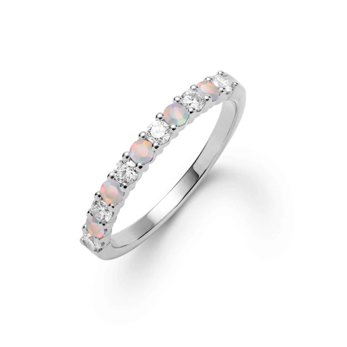 Rosecliff Diamond & Opal Stackable Ring in 14k Gold (October) - Image 8