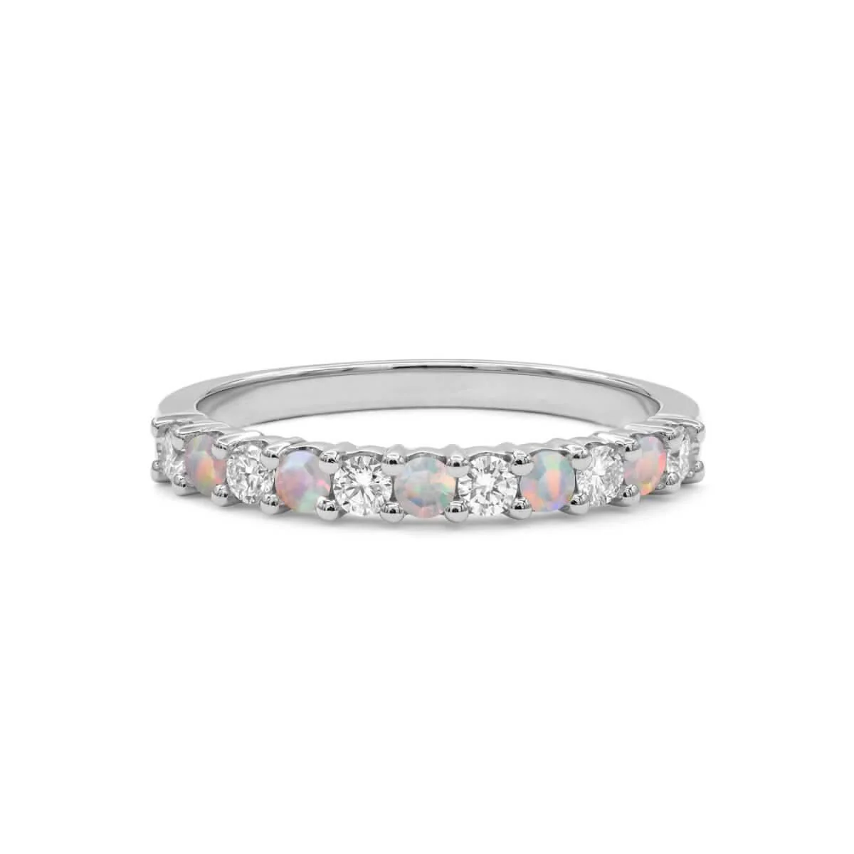 Rosecliff Diamond & Opal Stackable Ring in 14k Gold (October) - Image 9