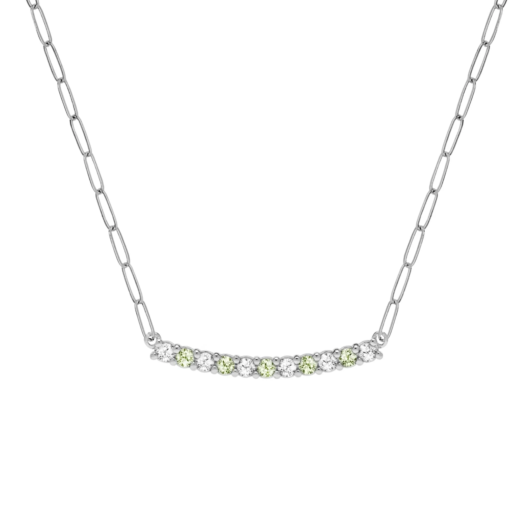 Rosecliff Diamond & Peridot Bar Adelaide Mini Necklace in 14k Gold (August) - Image 8