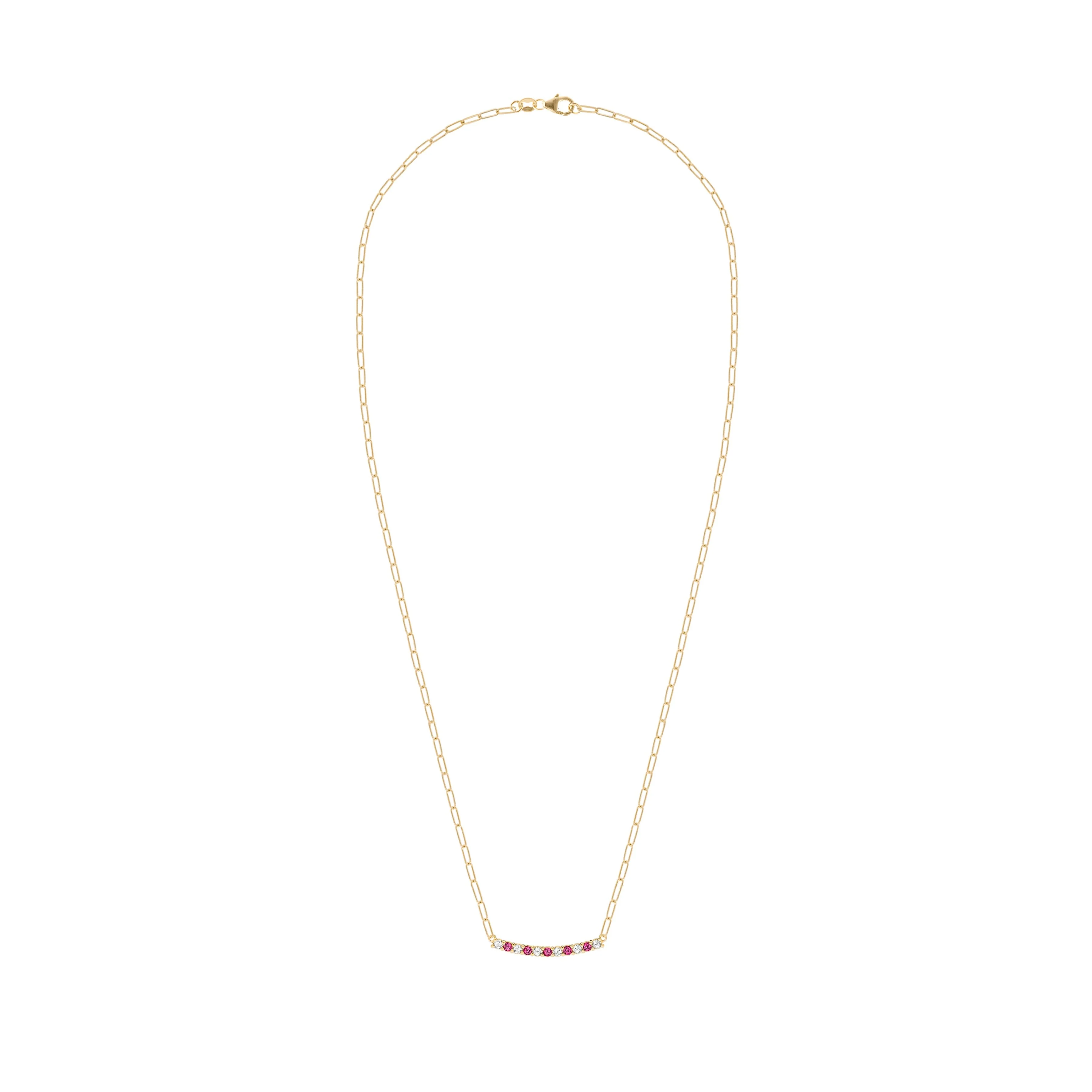 Rosecliff Diamond & Ruby Bar Adelaide Mini Necklace in 14k Gold (July) - Image 5