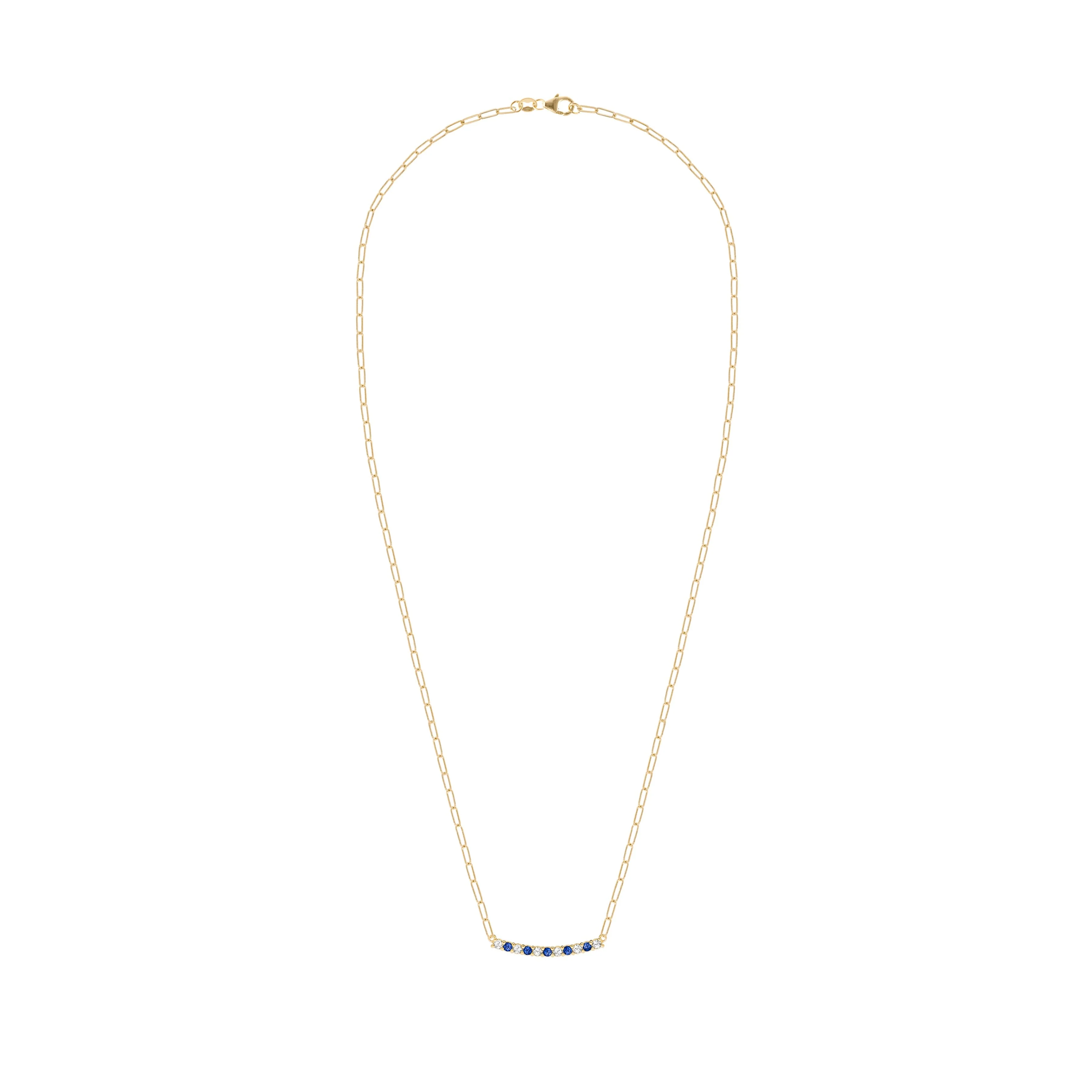 Rosecliff Diamond & Sapphire Bar Adelaide Mini Necklace in 14k Gold (September) - Image 5