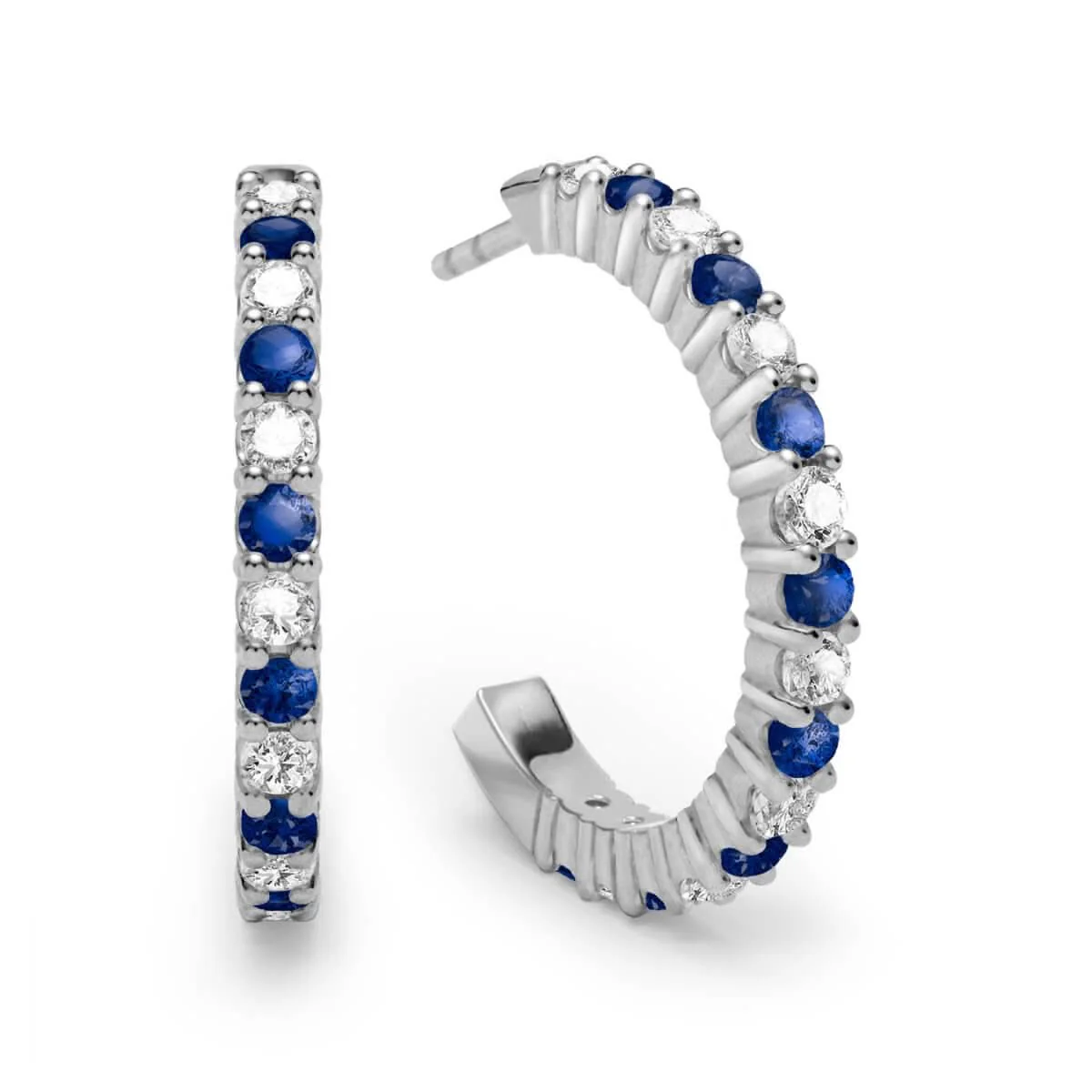 Rosecliff Diamond & Sapphire Hoop Earrings in 14k Gold (September) - Image 5