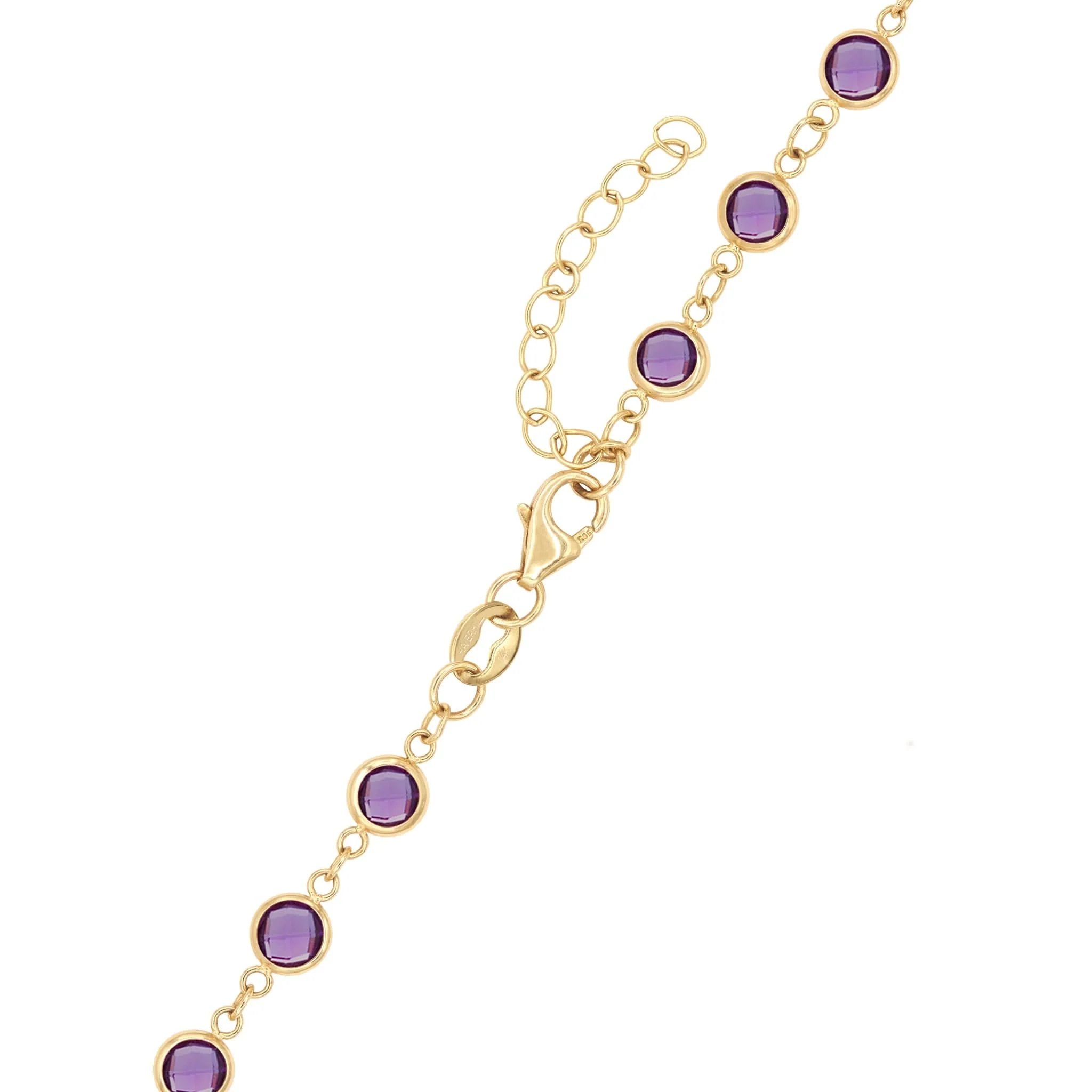 Rosecliff Diamond Small Circle & Newport Amethyst Necklace in 14k Gold (February) - Image 5