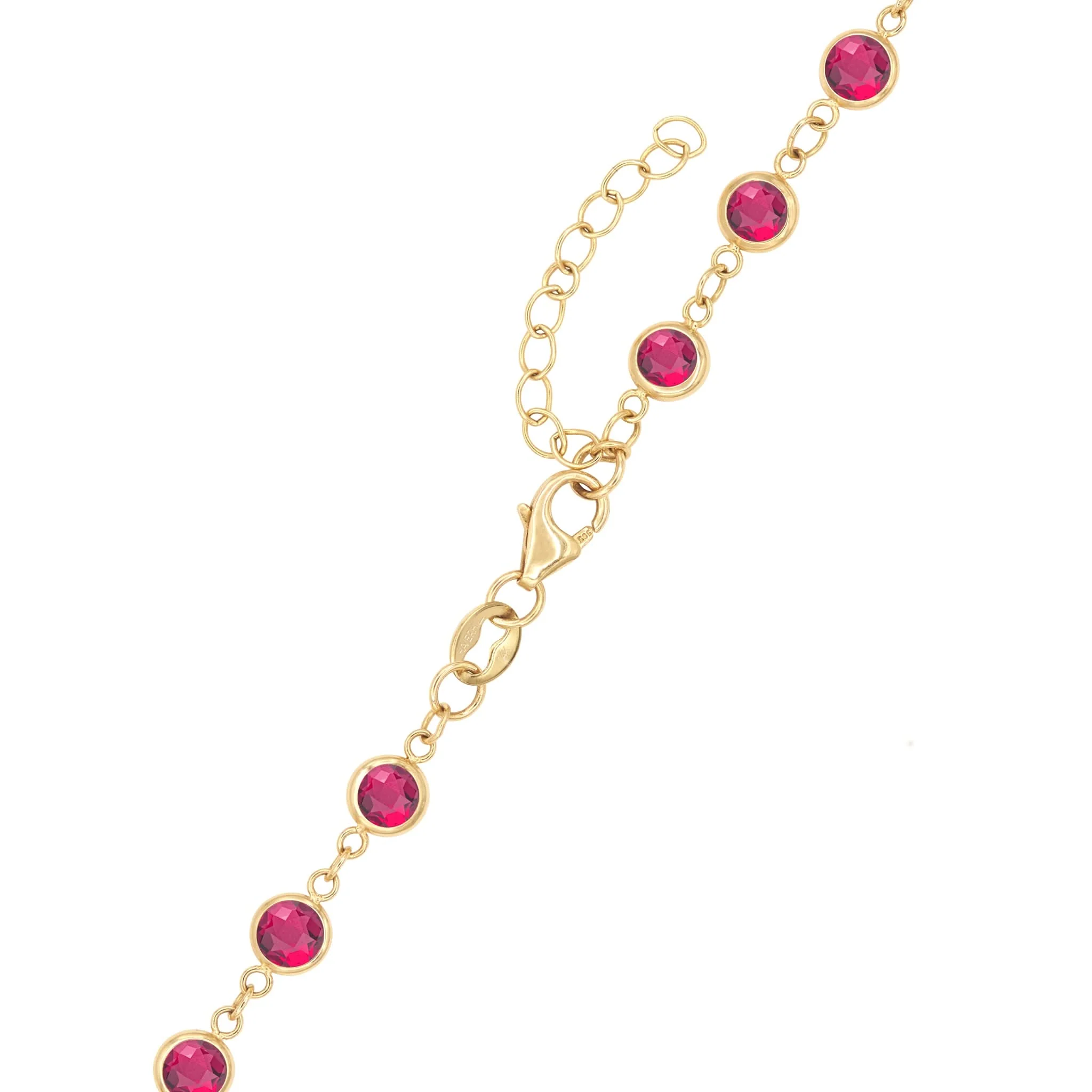 Rosecliff Diamond Small Circle & Newport Ruby Necklace in 14k Gold (July) - Image 5