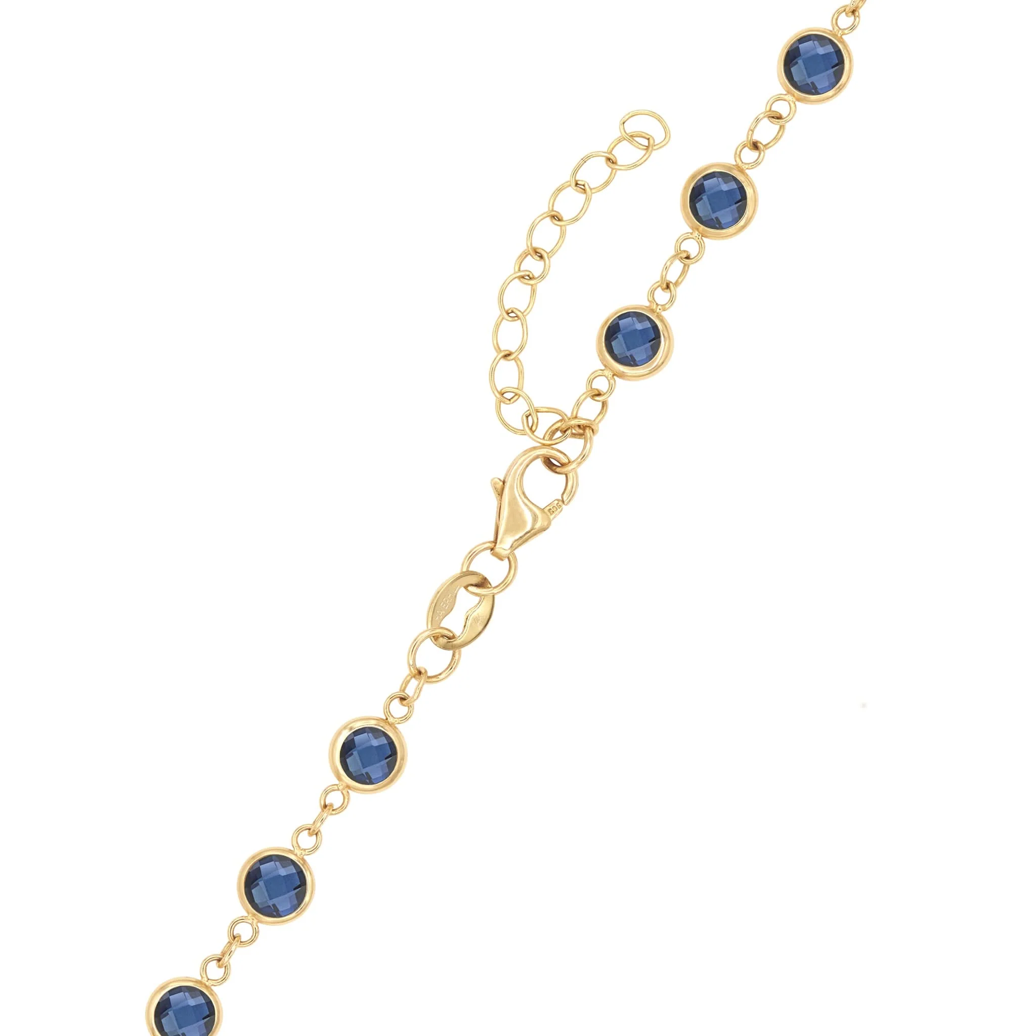 Rosecliff Diamond Small Circle & Newport Sapphire Necklace in 14k Gold (September) - Image 5