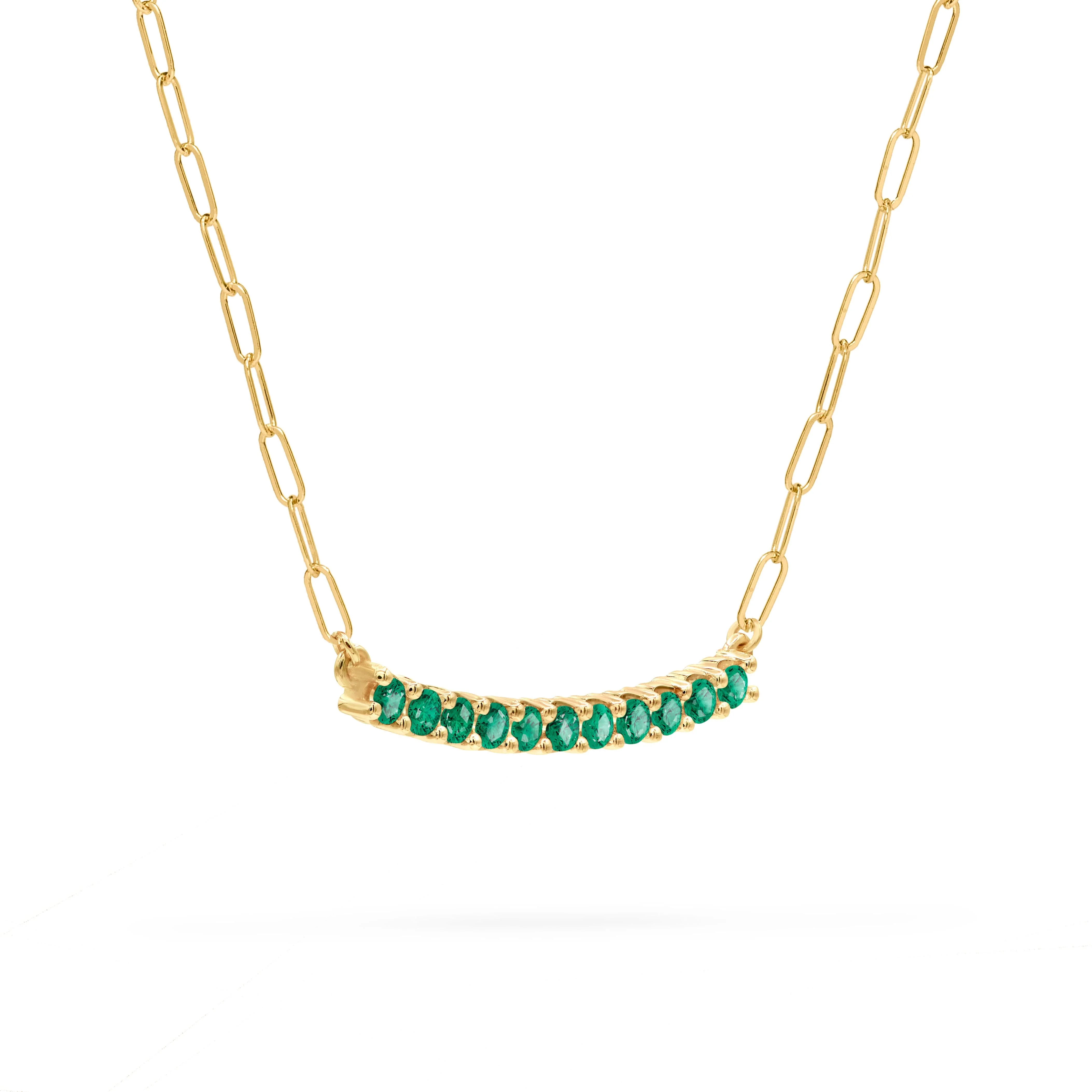 Rosecliff Emerald Bar Adelaide Mini Necklace in 14k Gold (May) - Image 4