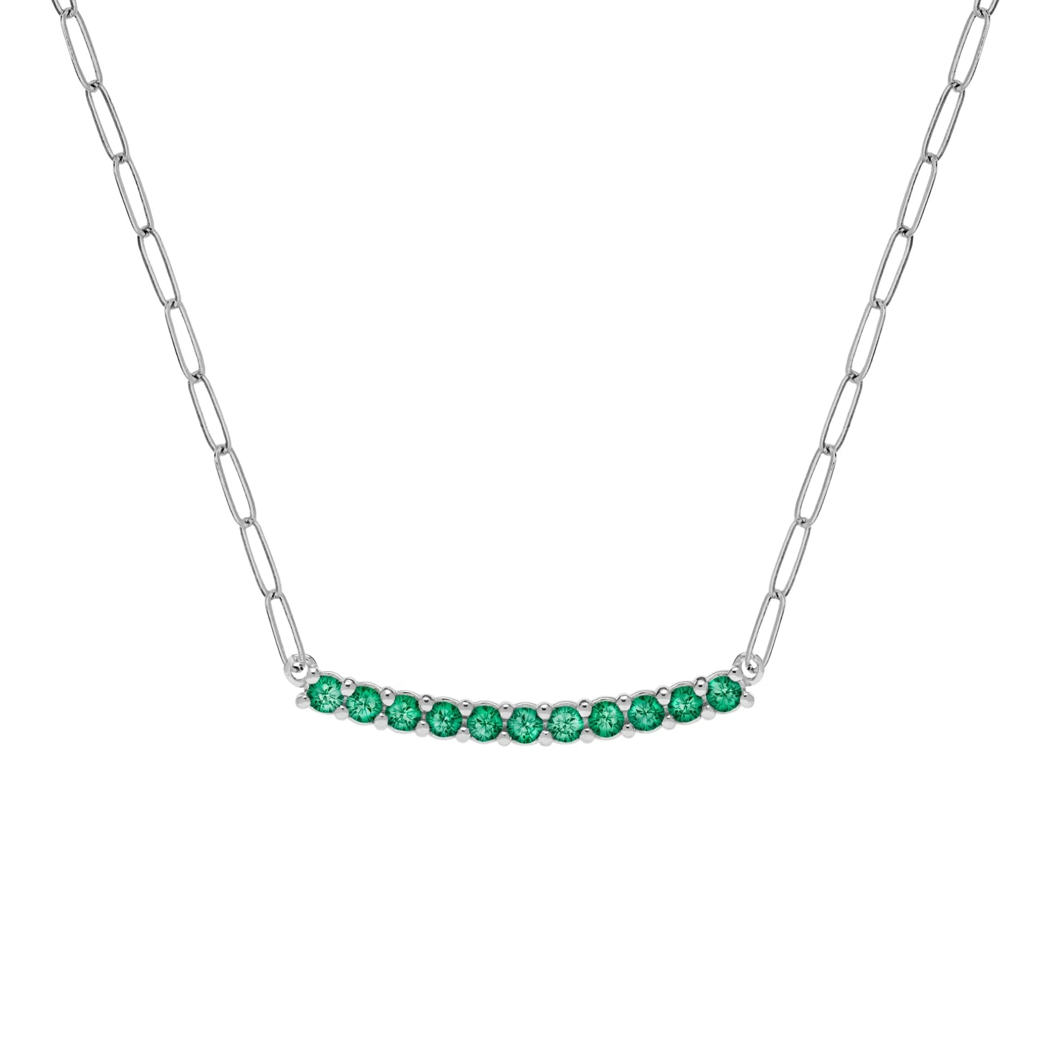 Rosecliff Emerald Bar Adelaide Mini Necklace in 14k Gold (May) - Image 9