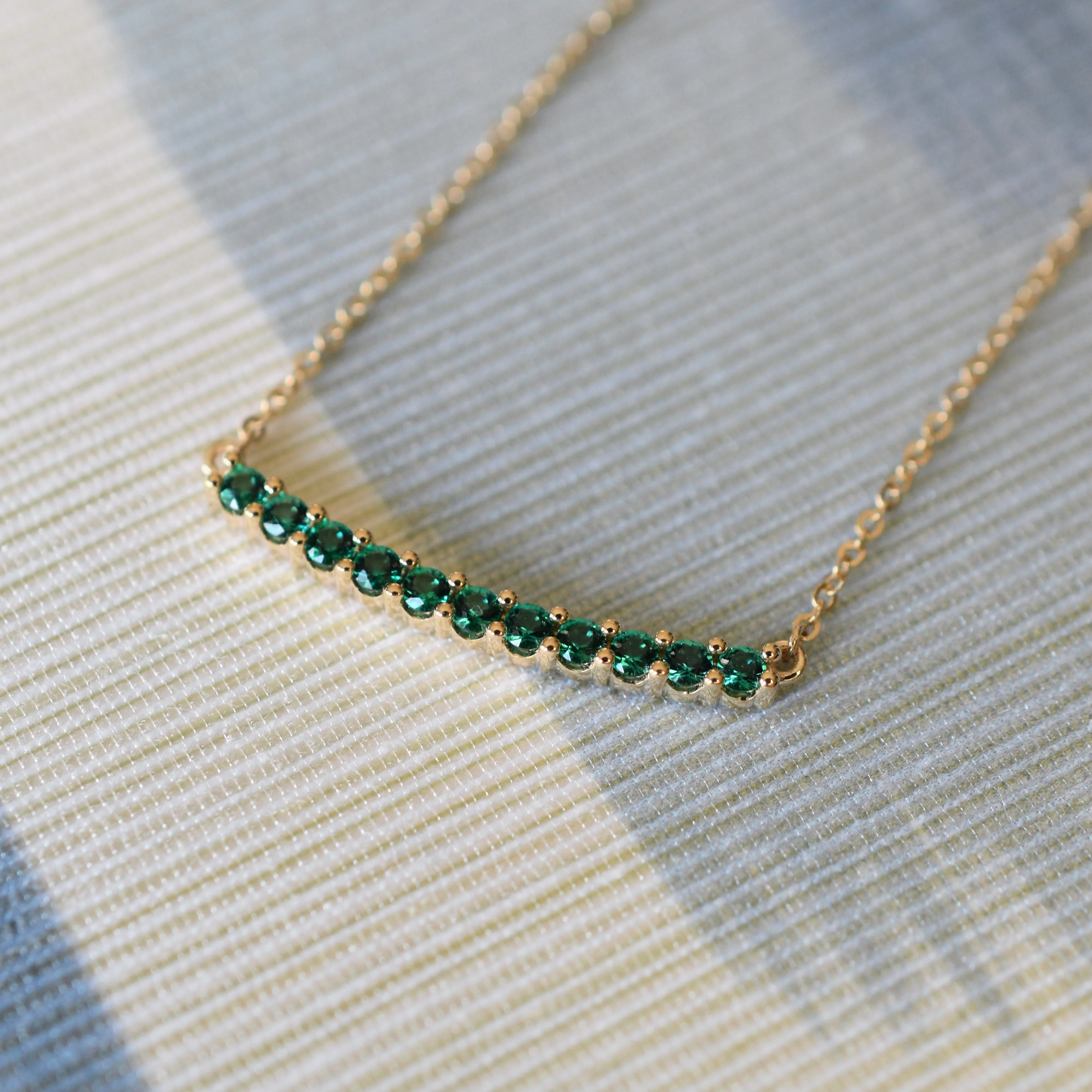Rosecliff Emerald Bar Necklace in 14k Gold (May) - Image 9