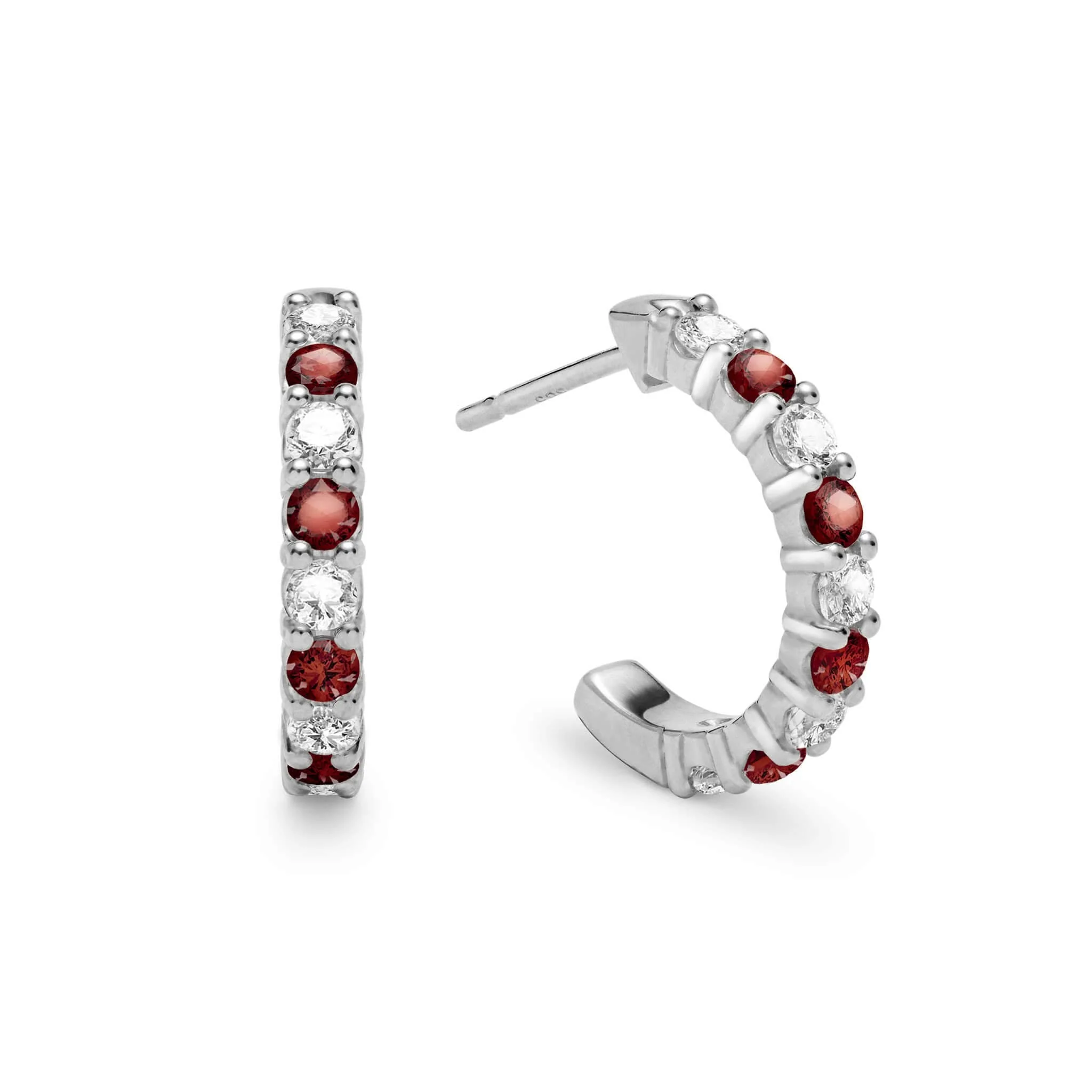 Rosecliff Diamond & Garnet Huggie Hoop Earrings in 14k Gold (January) - Image 5