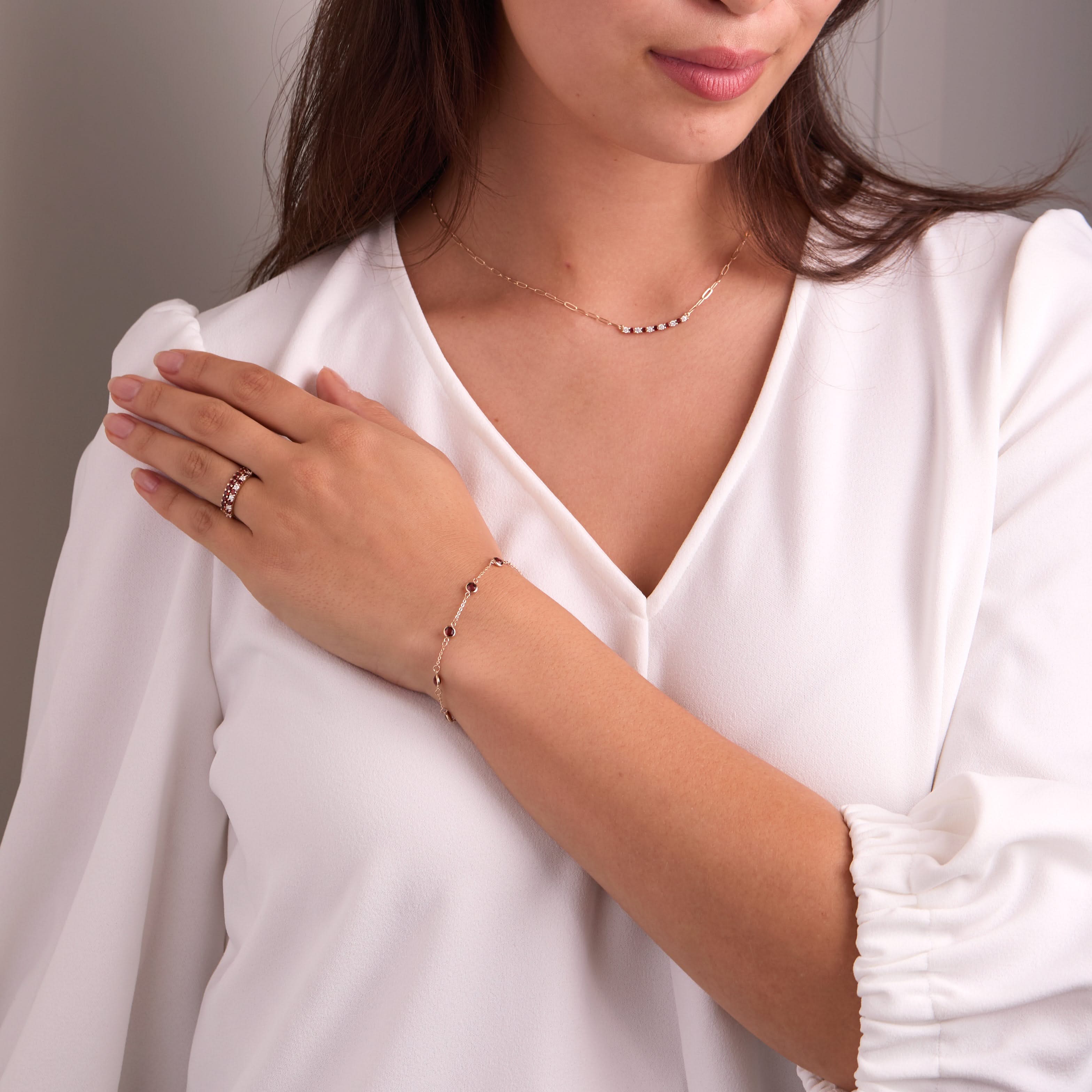 Rosecliff Diamond & Garnet Stackable Ring in 14k Gold (January) - Image 8
