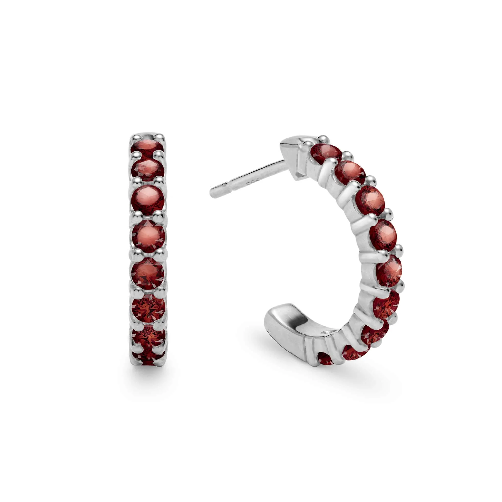 Rosecliff Garnet Huggie Hoop Earrings in 14k Gold (January) - Image 5