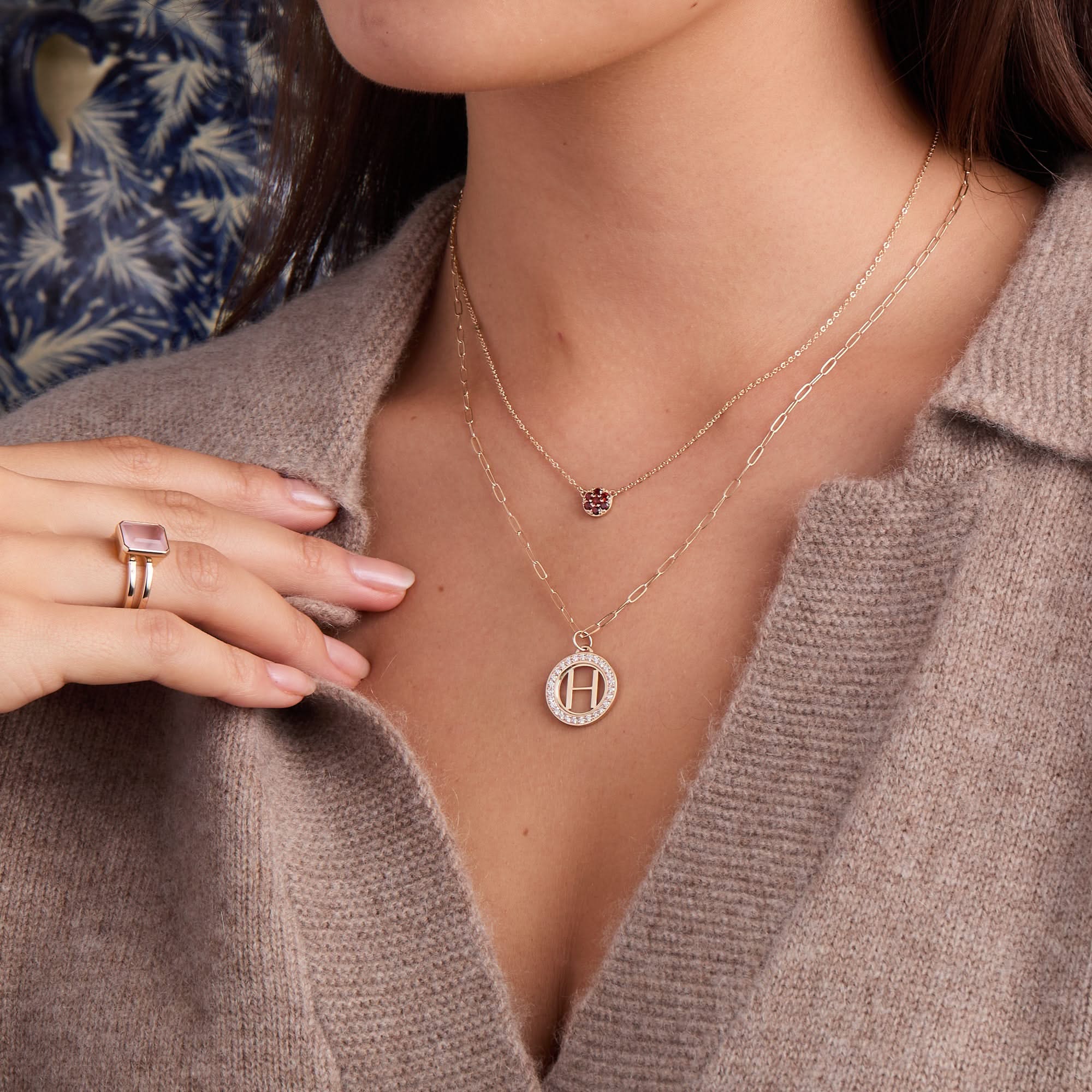 Rosecliff Garnet Mini Necklace in Solid 14k Gold (January) - Image 9