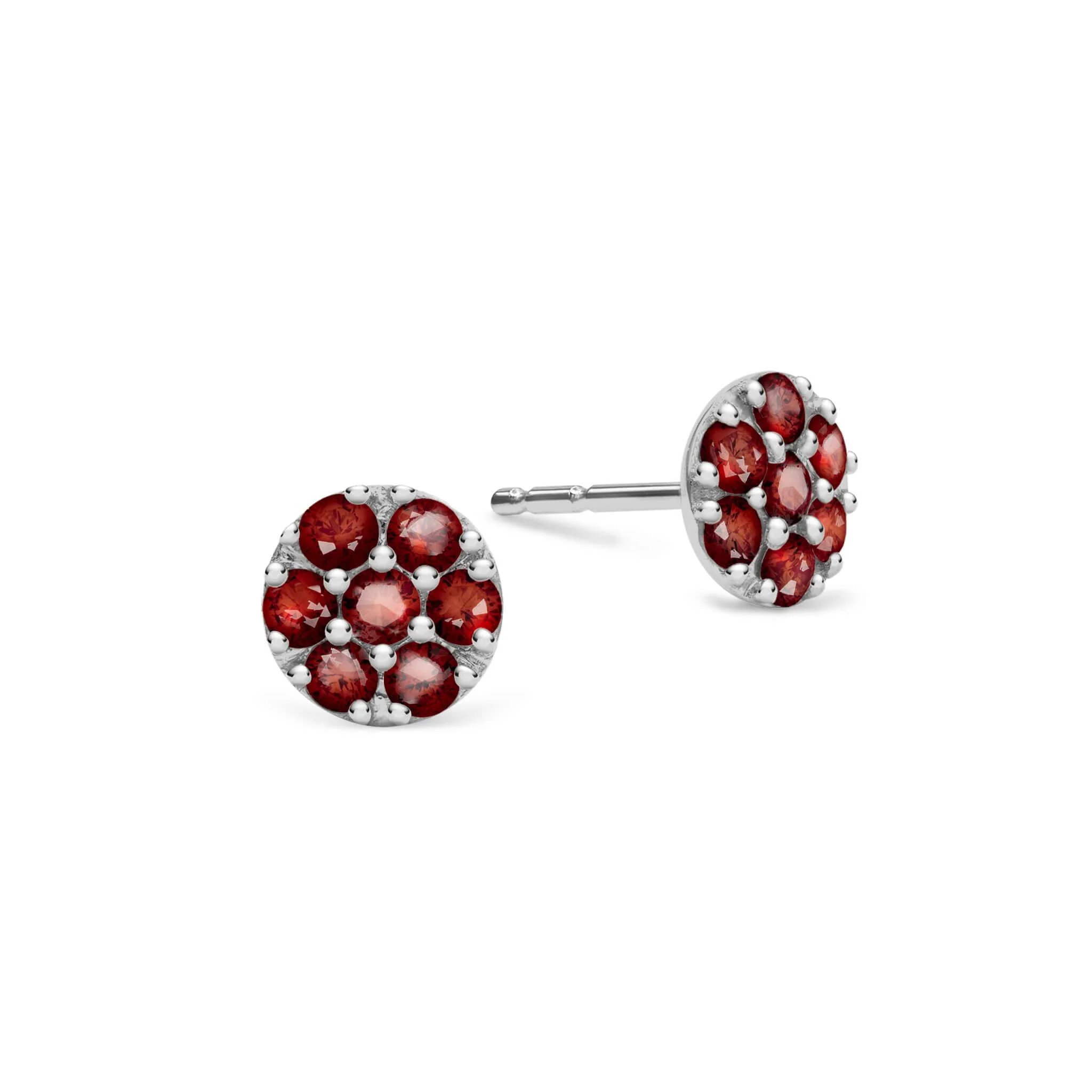 Rosecliff Garnet Mini Stud Earrings in Solid 14k Gold (January) - Image 5