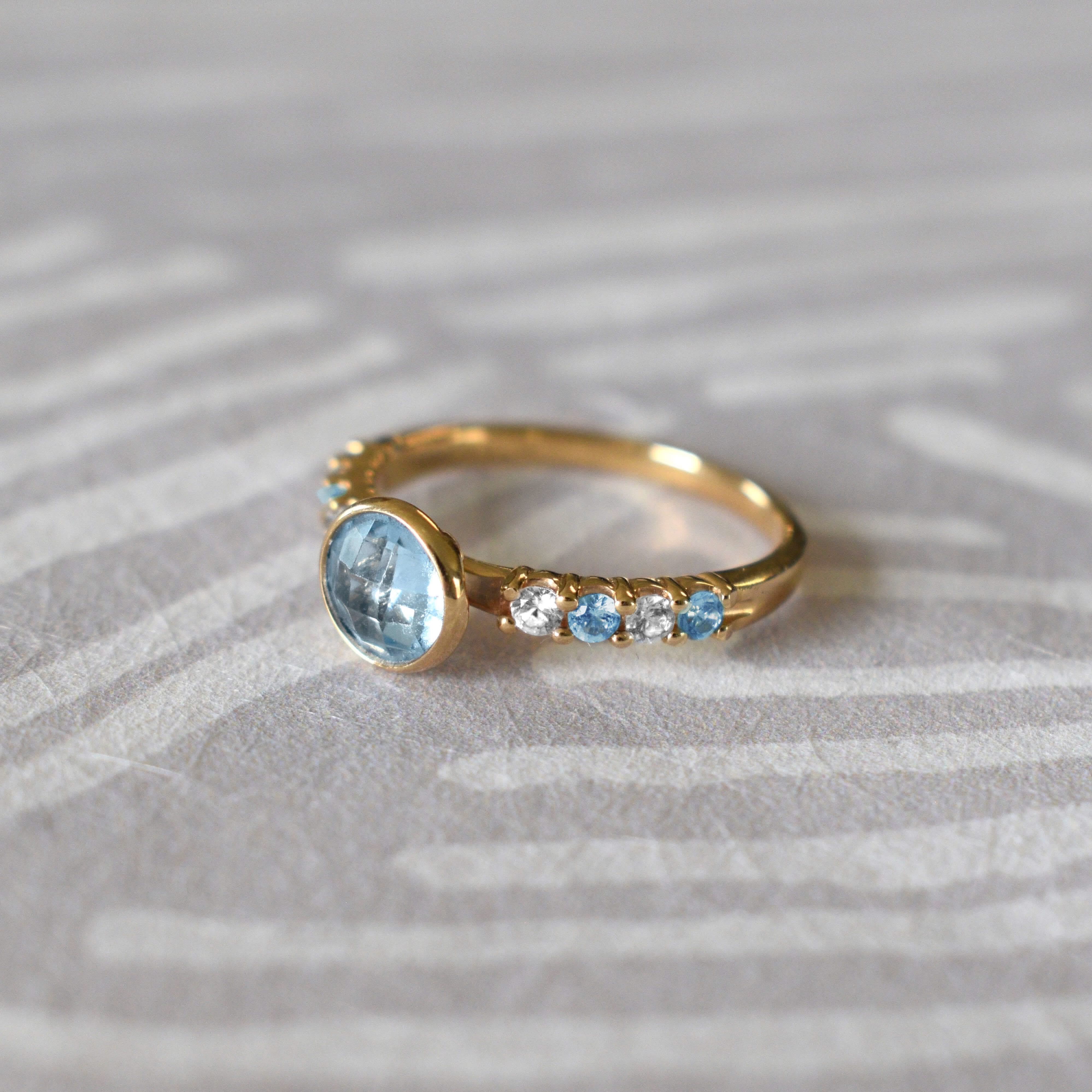 Rosecliff Grand Nantucket Blue Topaz Ring in 14k Gold (December) - Image 9