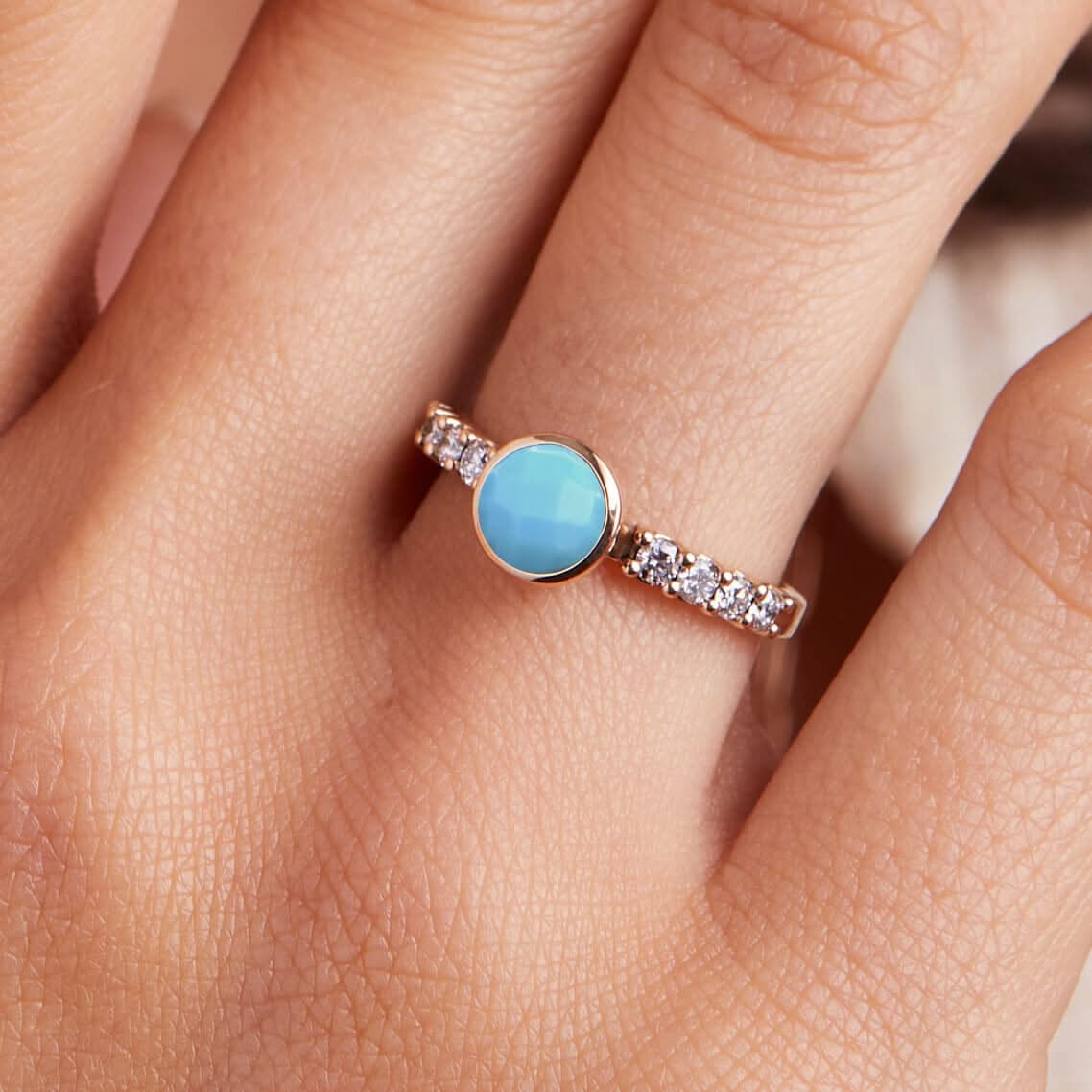 Rosecliff Grand Turquoise Ring in 14k Gold (December) - Image 3