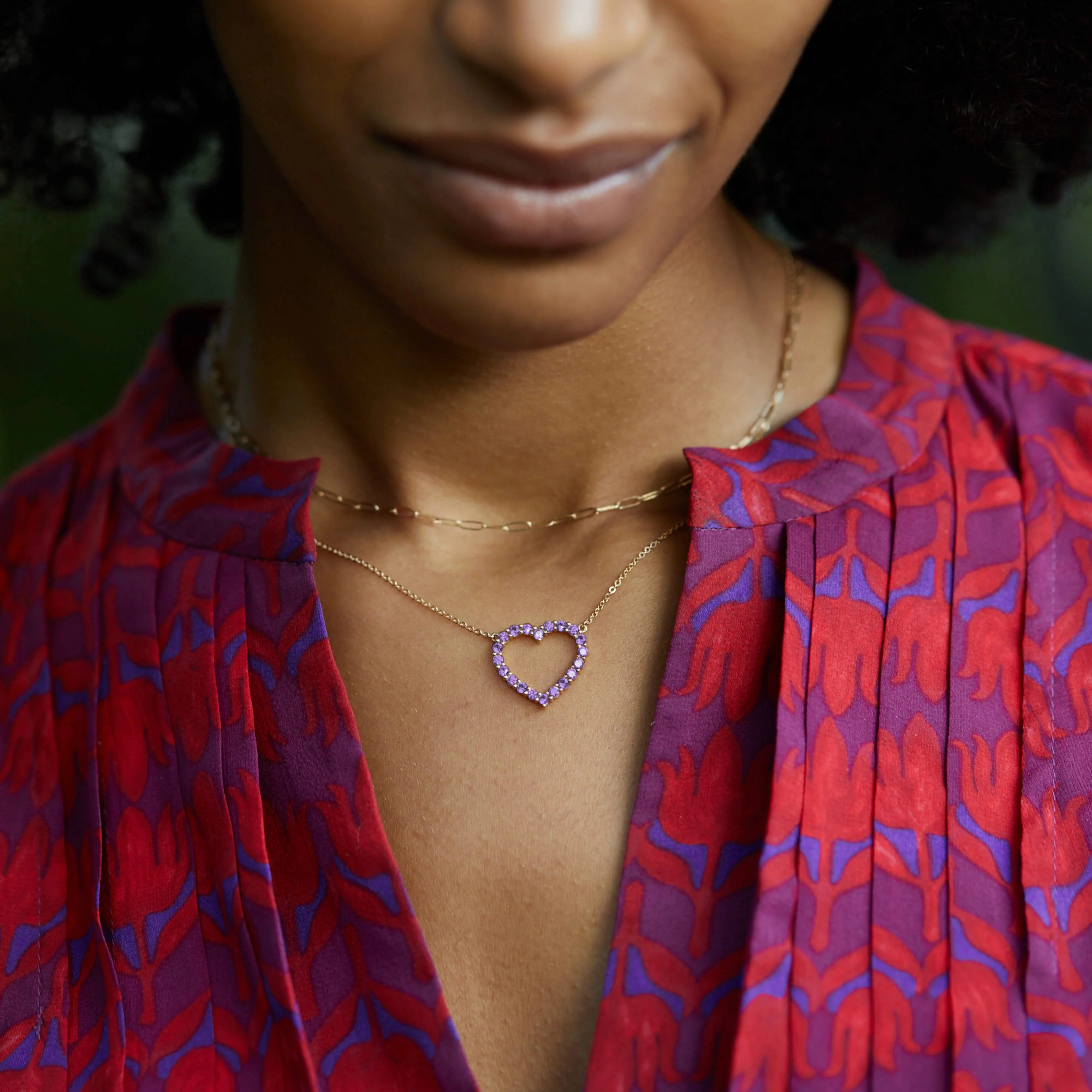 Rosecliff Heart Amethyst Necklace in 14k Gold (February) - Image 3