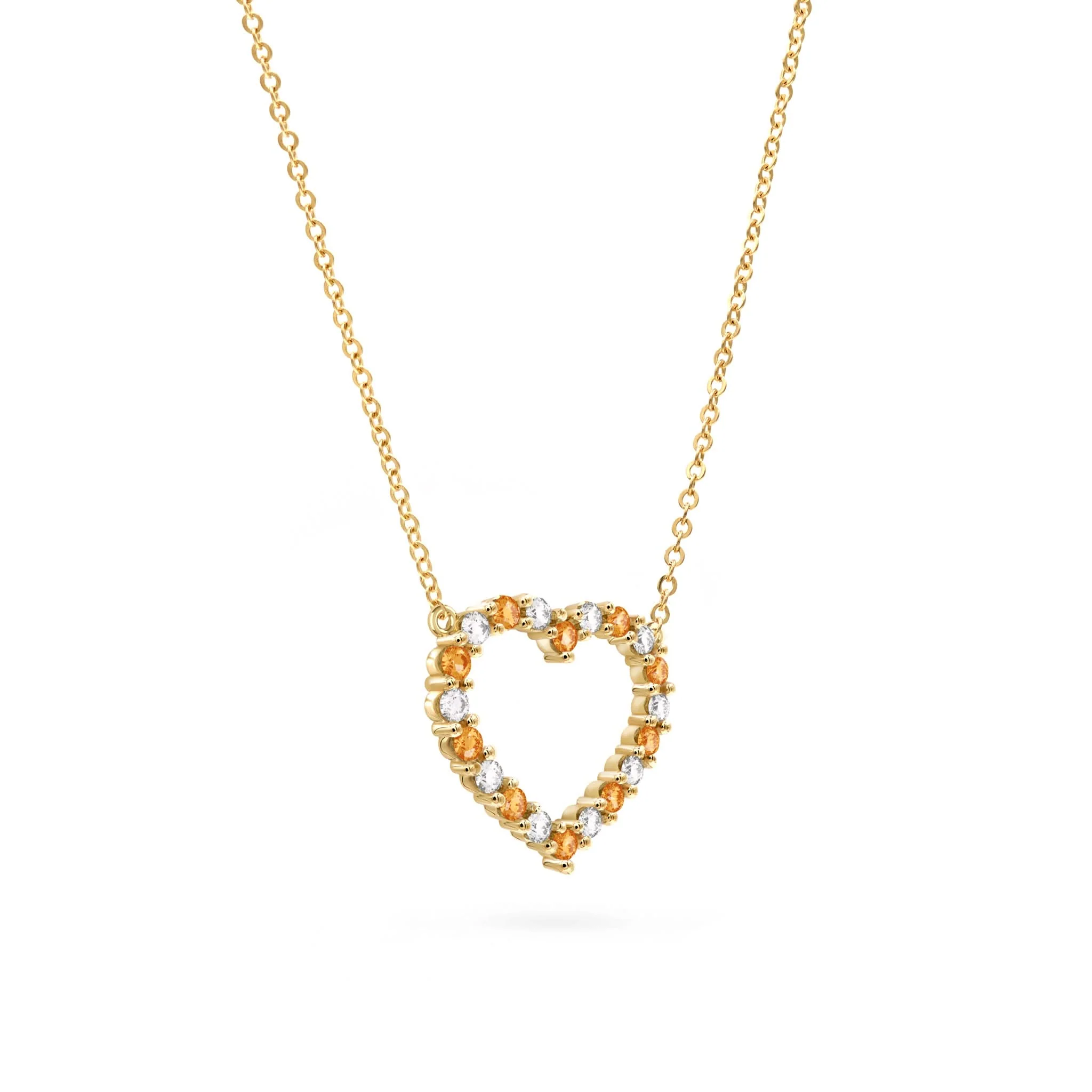 Rosecliff Heart Diamond & Citrine Necklace in 14k Gold (November) - Image 4