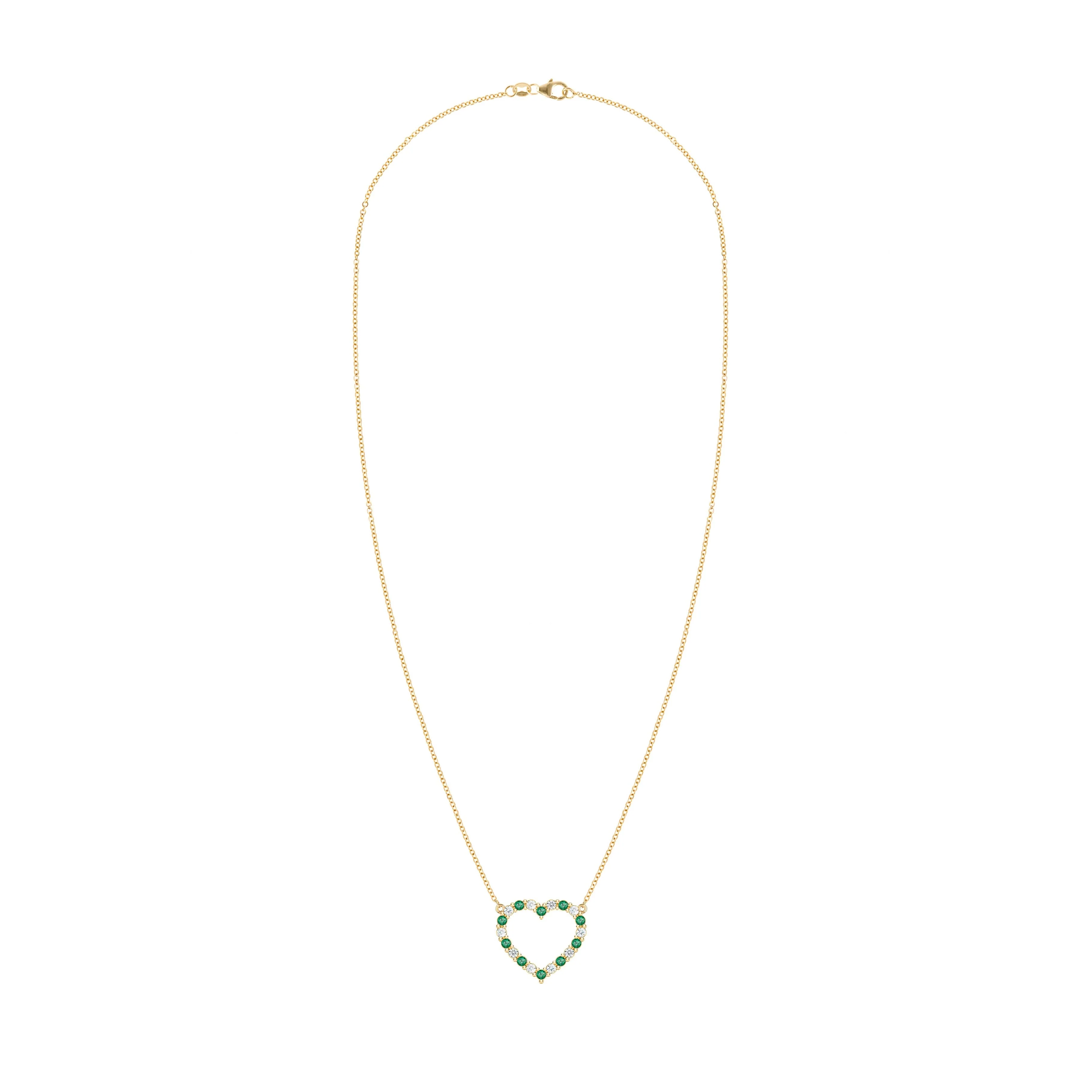 Rosecliff Heart Diamond & Emerald Necklace in 14k Gold (May) - Image 5
