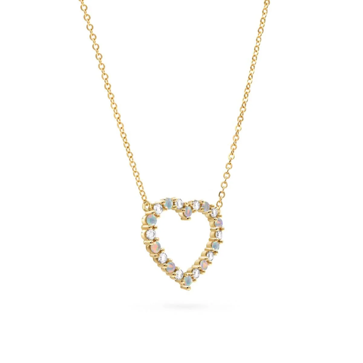 Rosecliff Heart Diamond & Opal Necklace in 14k Gold (October) - Image 4
