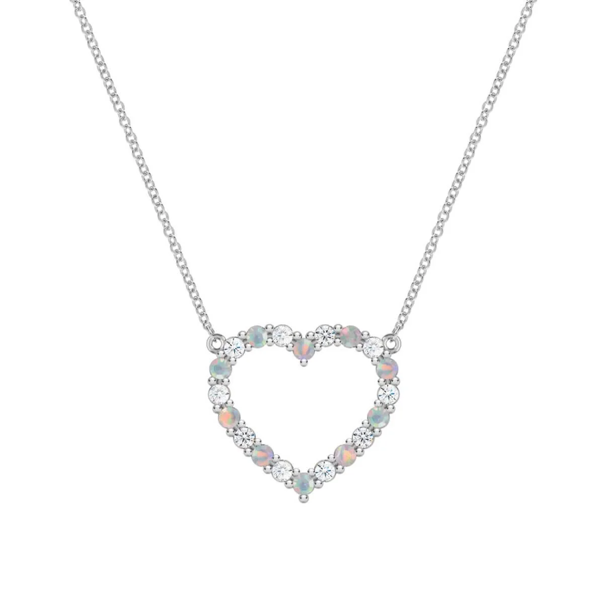 Rosecliff Heart Diamond & Opal Necklace in 14k Gold (October) - Image 8