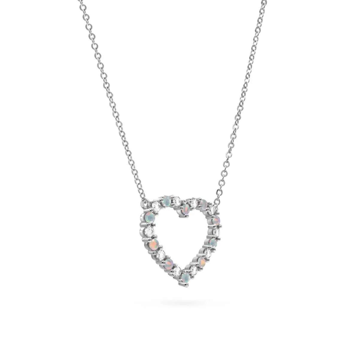 Rosecliff Heart Diamond & Opal Necklace in 14k Gold (October) - Image 9