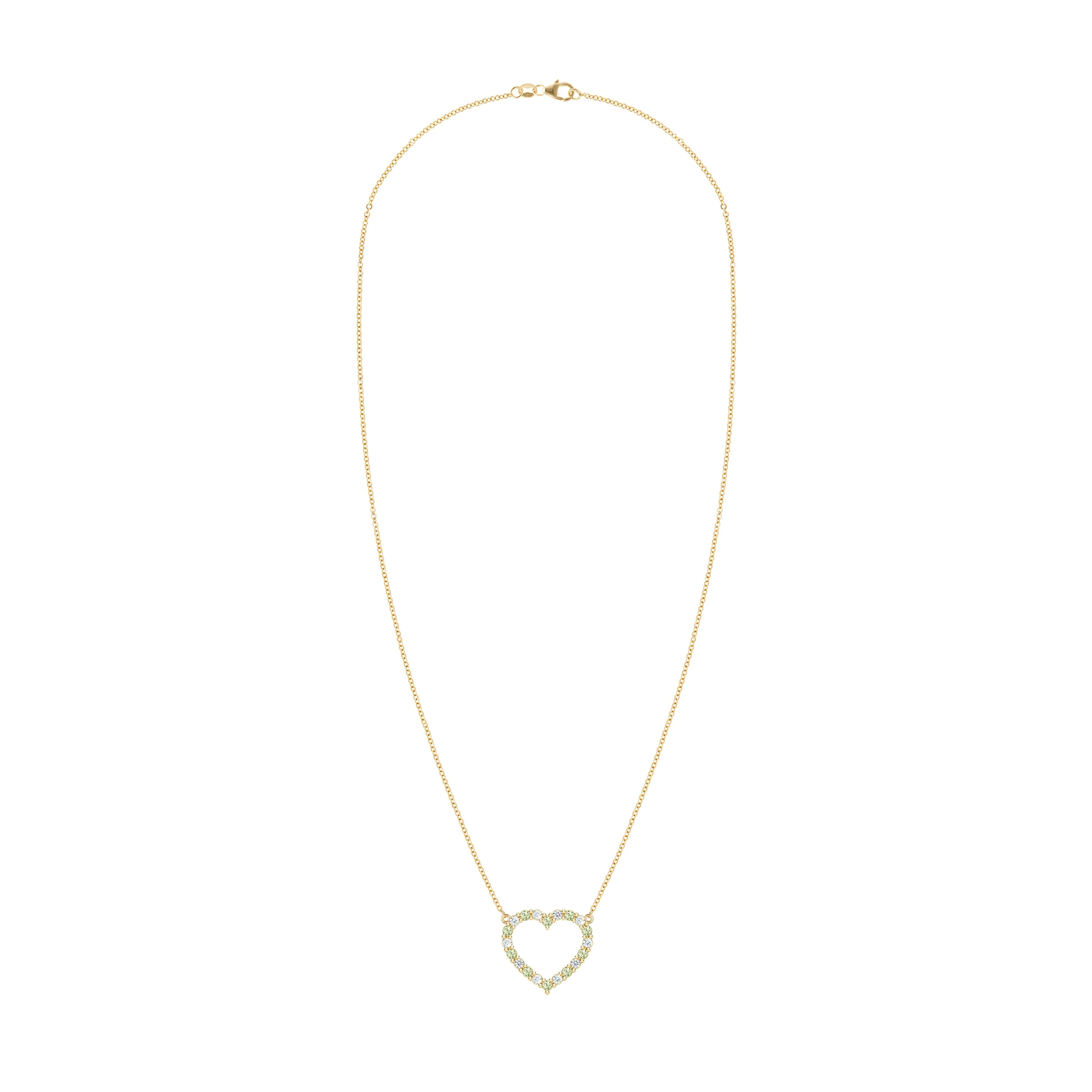 Rosecliff Heart Diamond & Peridot Necklace in 14k Gold (August) - Image 5