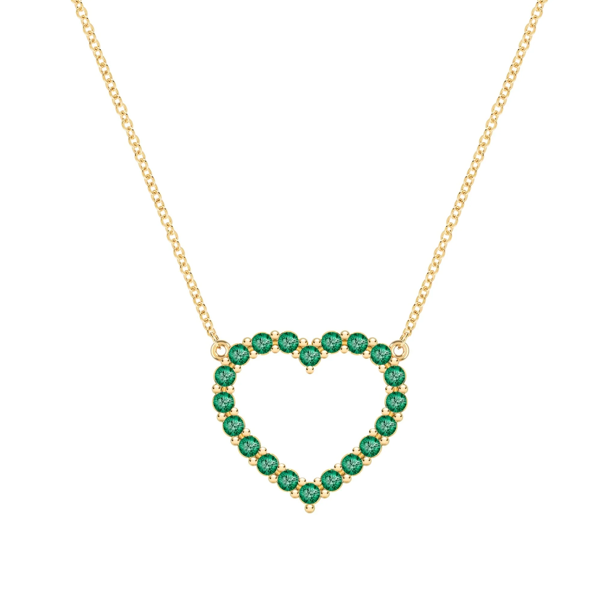 Rosecliff Heart Emerald Necklace in 14k Gold (May)