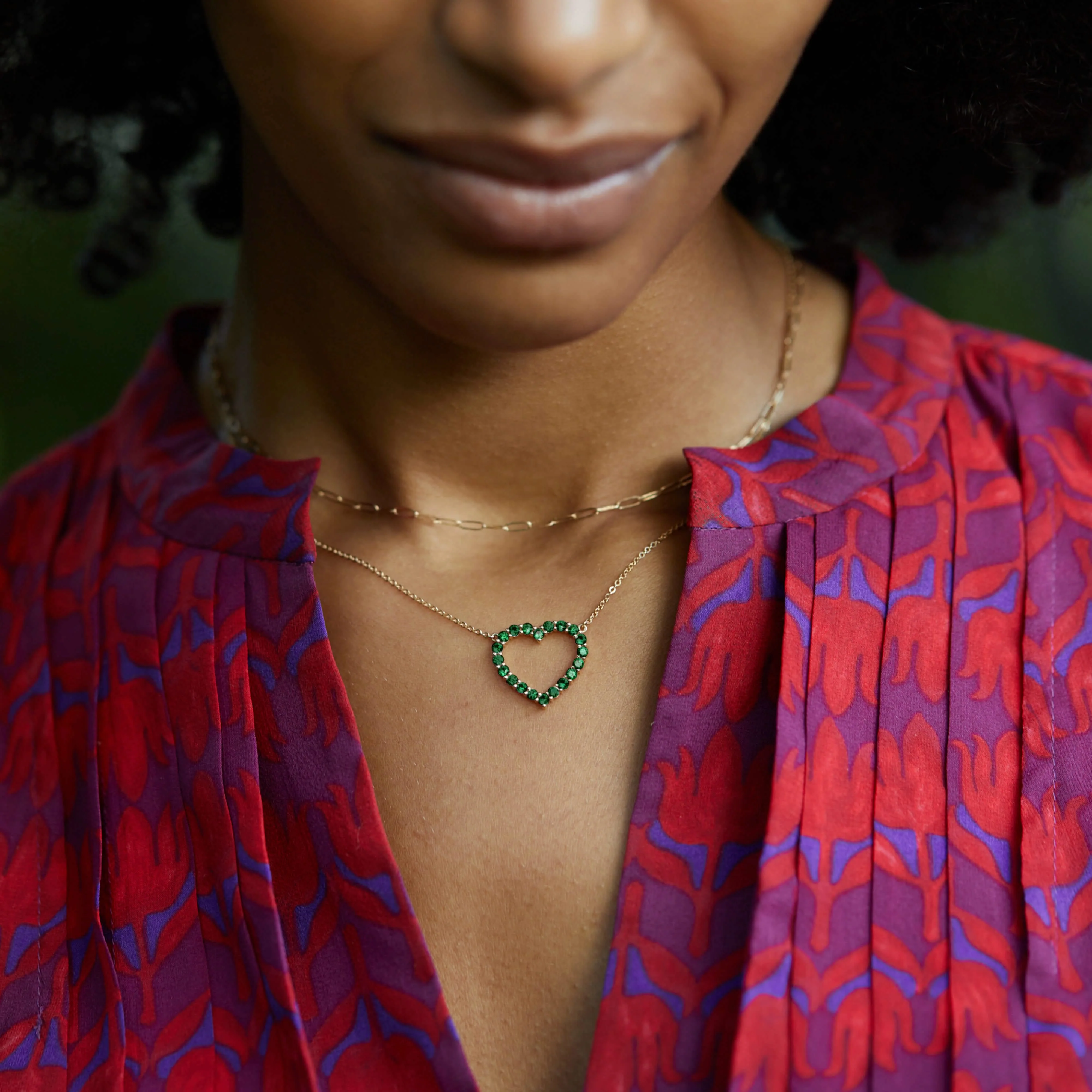 Rosecliff Heart Emerald Necklace in 14k Gold (May) - Image 3