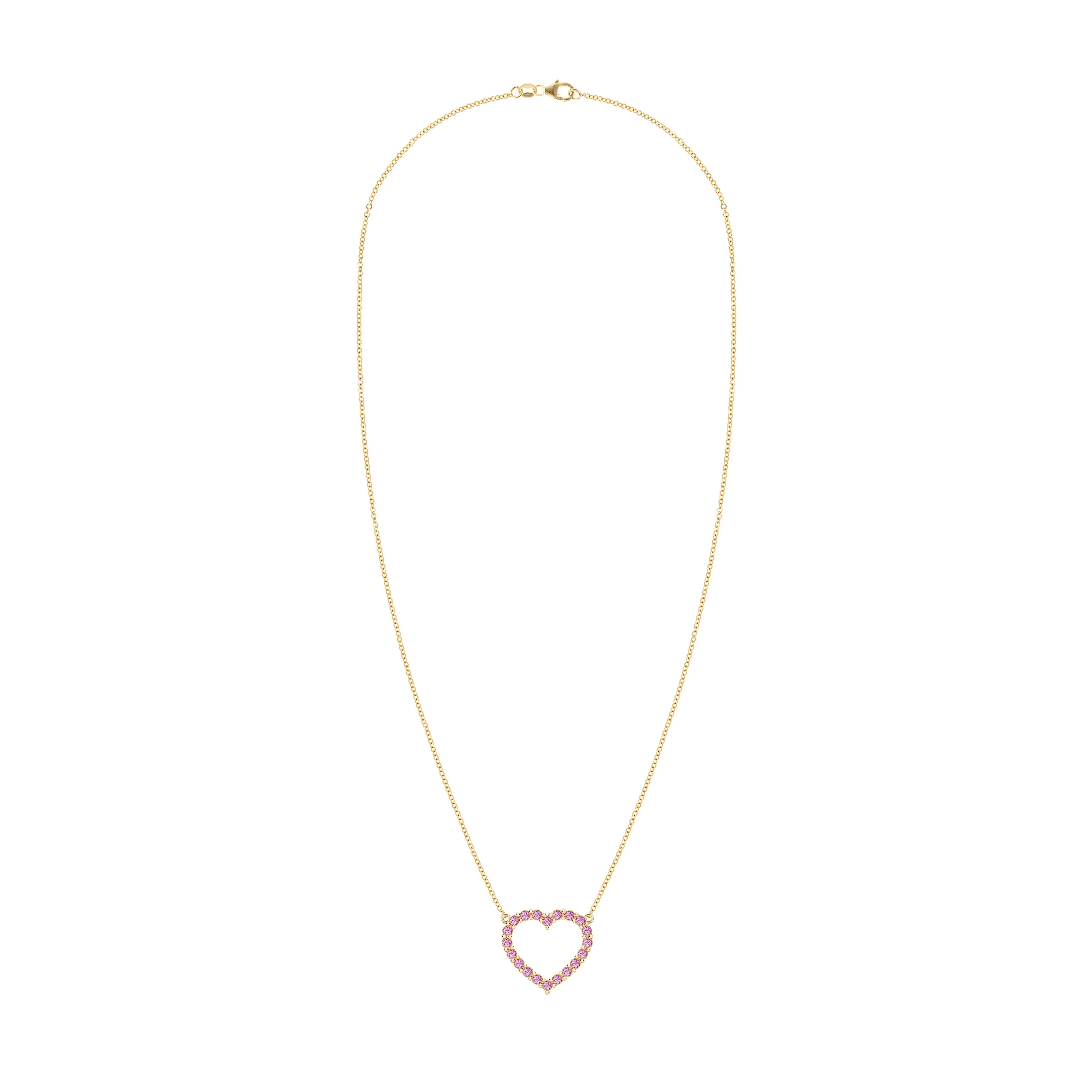 Rosecliff Heart Pink Sapphire Necklace in 14k Gold (October) - Image 5