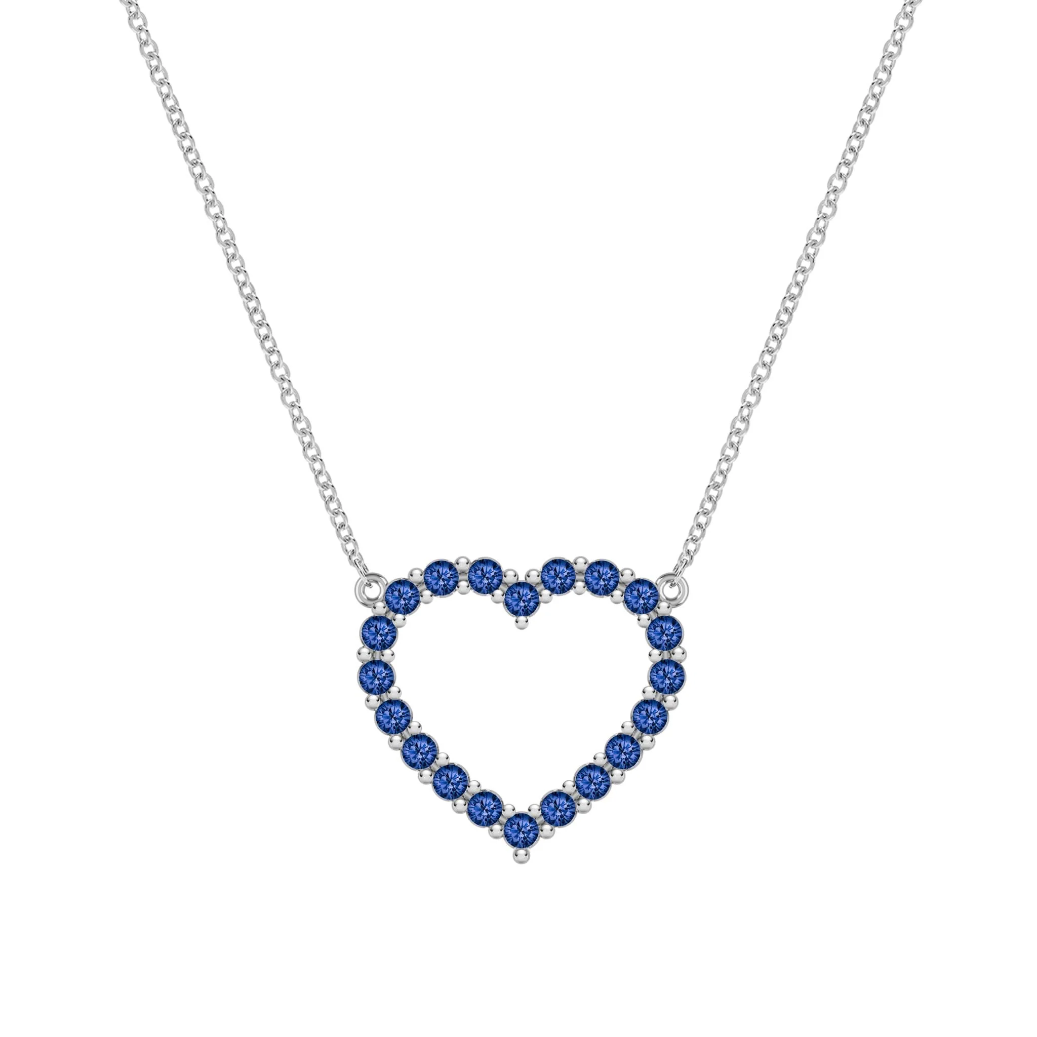 Rosecliff Heart Sapphire Necklace in 14k Gold (September) - Image 8