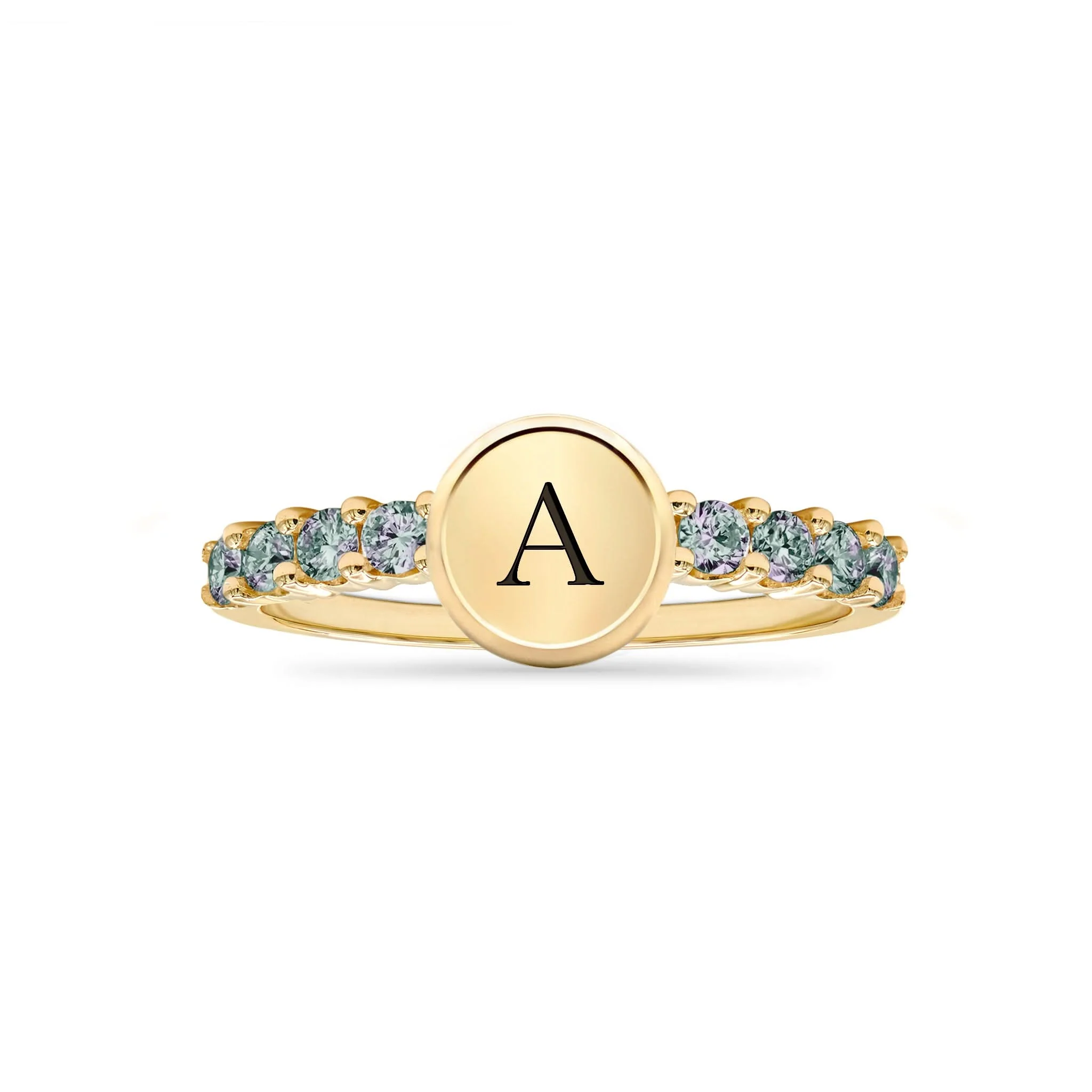 Rosecliff Letter Alexandrite Ring in 14k Gold (June) - Image 5