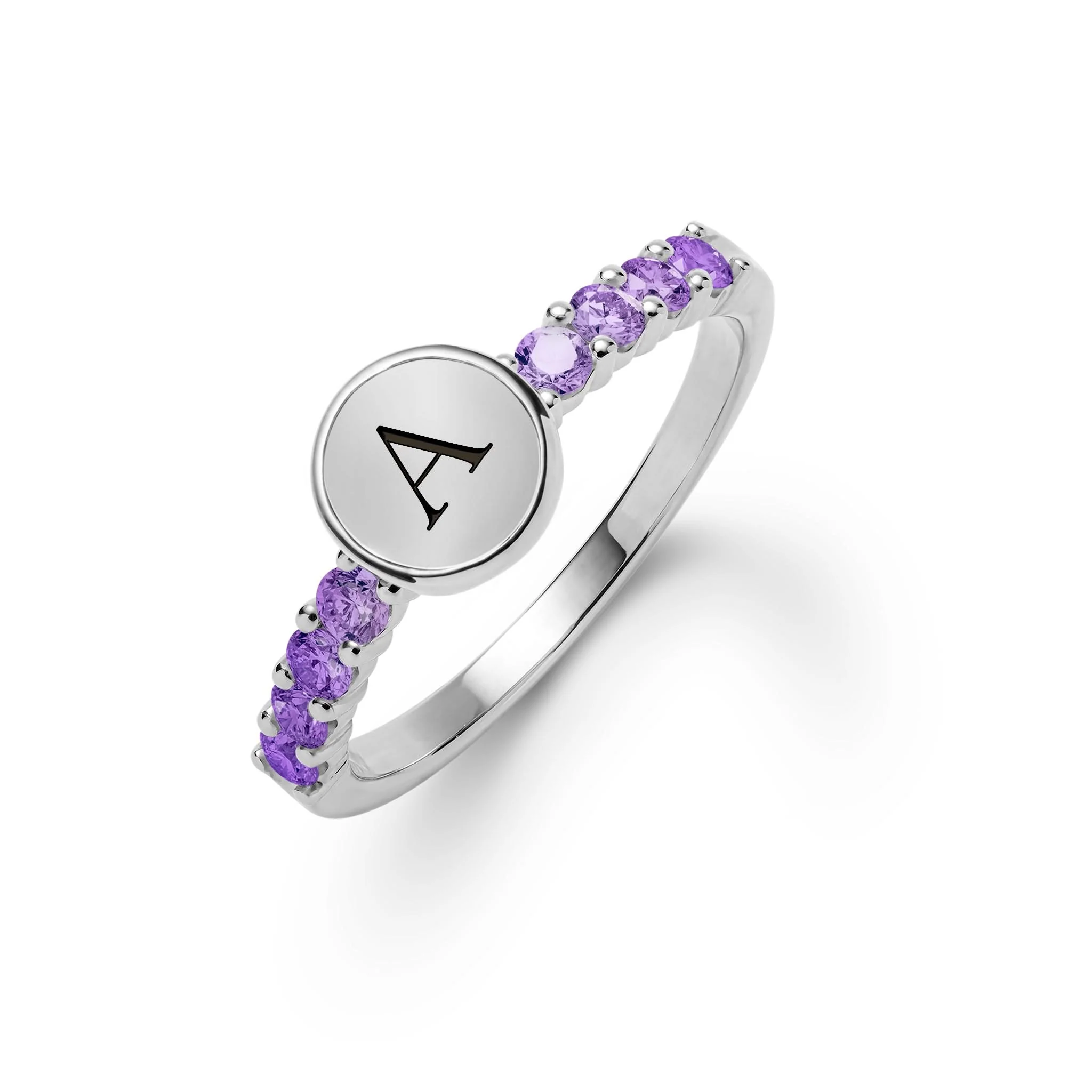 Rosecliff Letter Amethyst Ring in 14k Gold (February) - Image 7