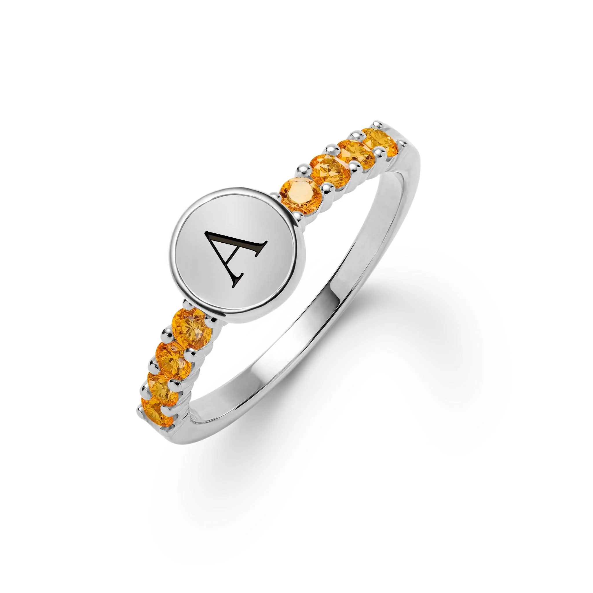 Rosecliff Letter Citrine Ring in 14k Gold (November) - Image 7