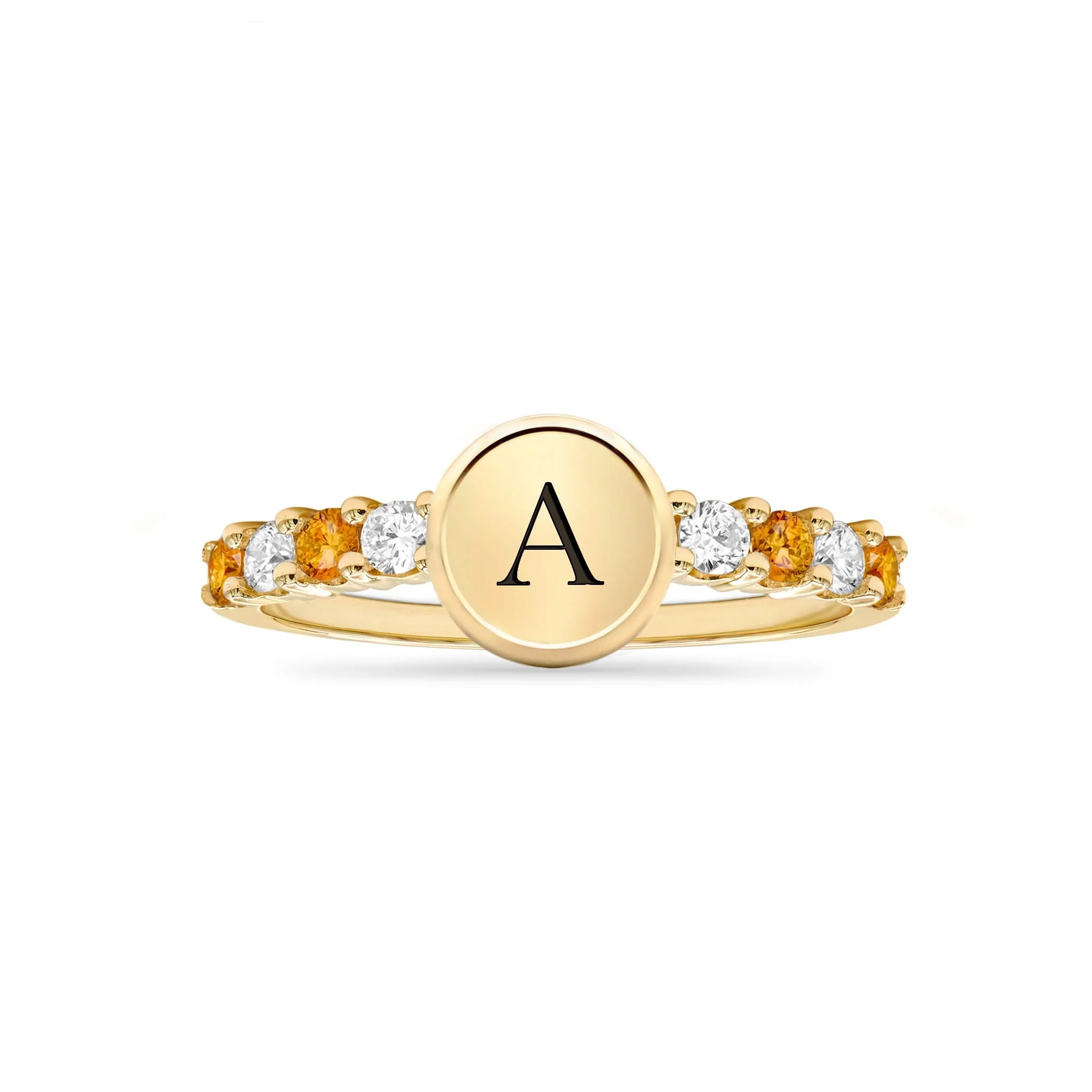 Rosecliff Letter Diamond & Citrine Ring in 14k Gold (November) - Image 5