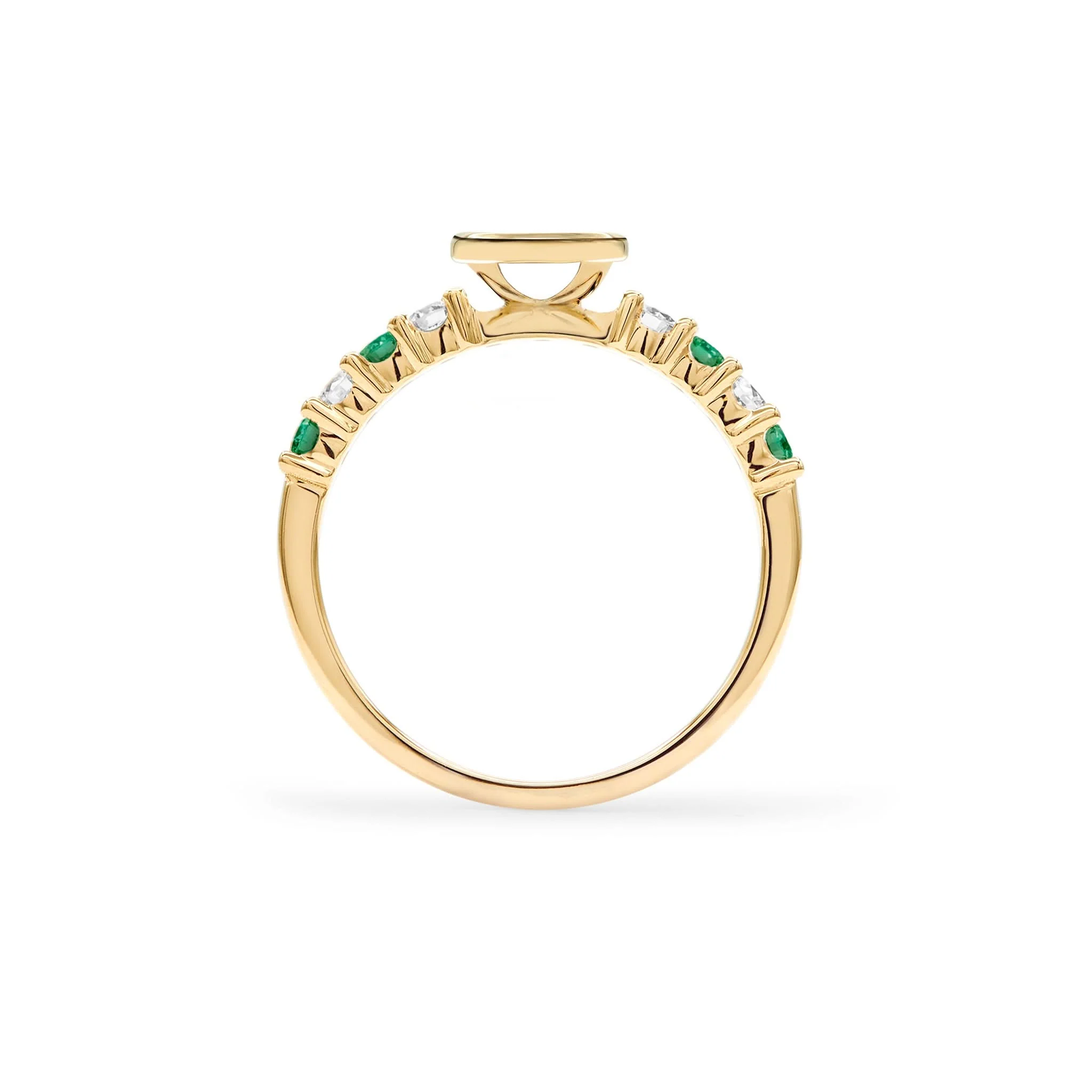 Rosecliff Letter Diamond & Emerald Ring in 14k Gold (May) - Image 4
