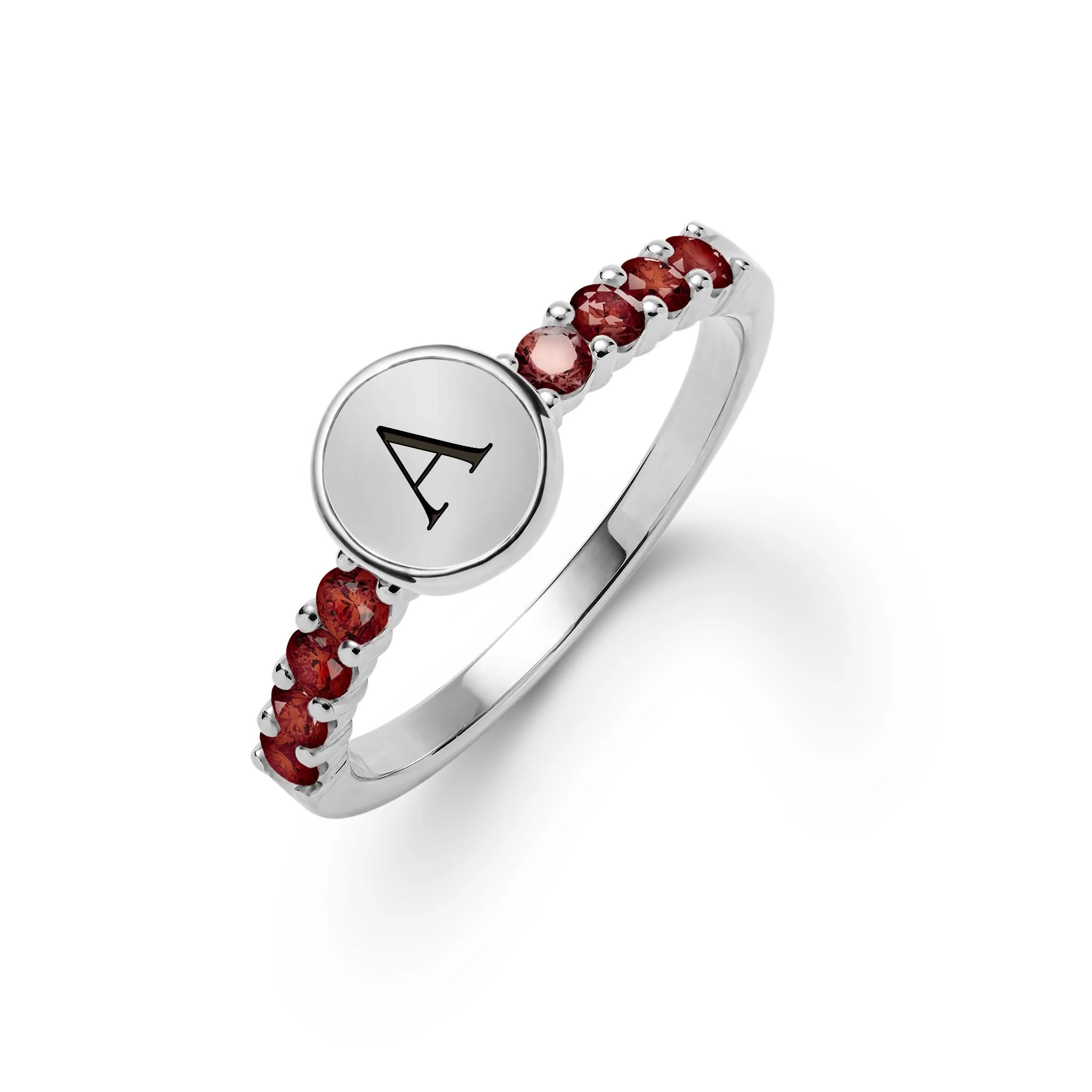 Rosecliff Letter Garnet Ring in 14k Gold (January) - Image 7