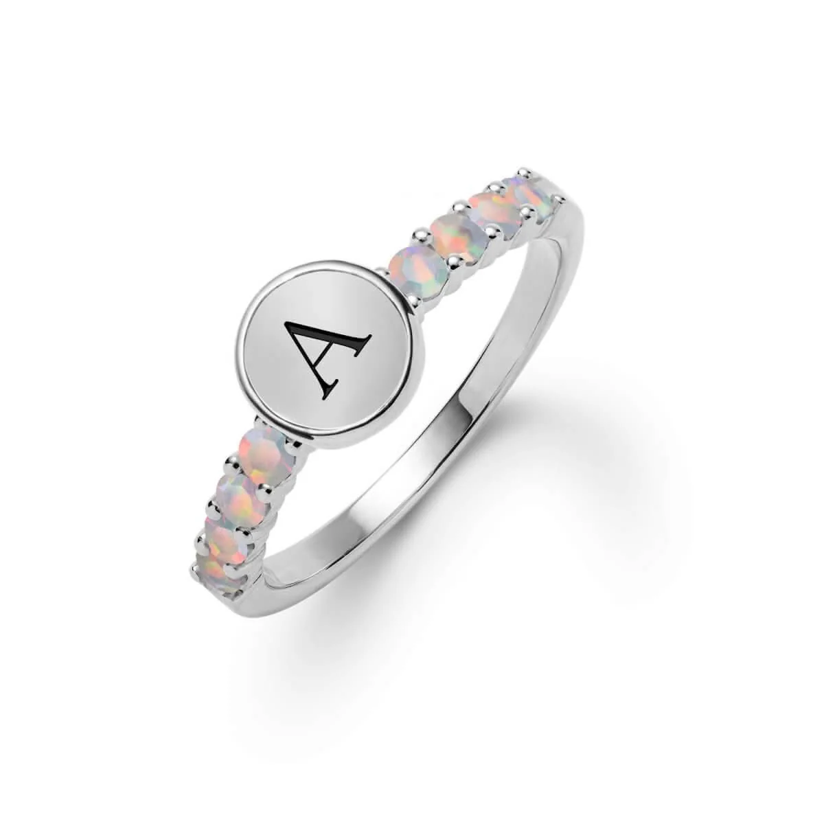 Rosecliff Letter Opal Ring in 14k Gold (October) - Image 8