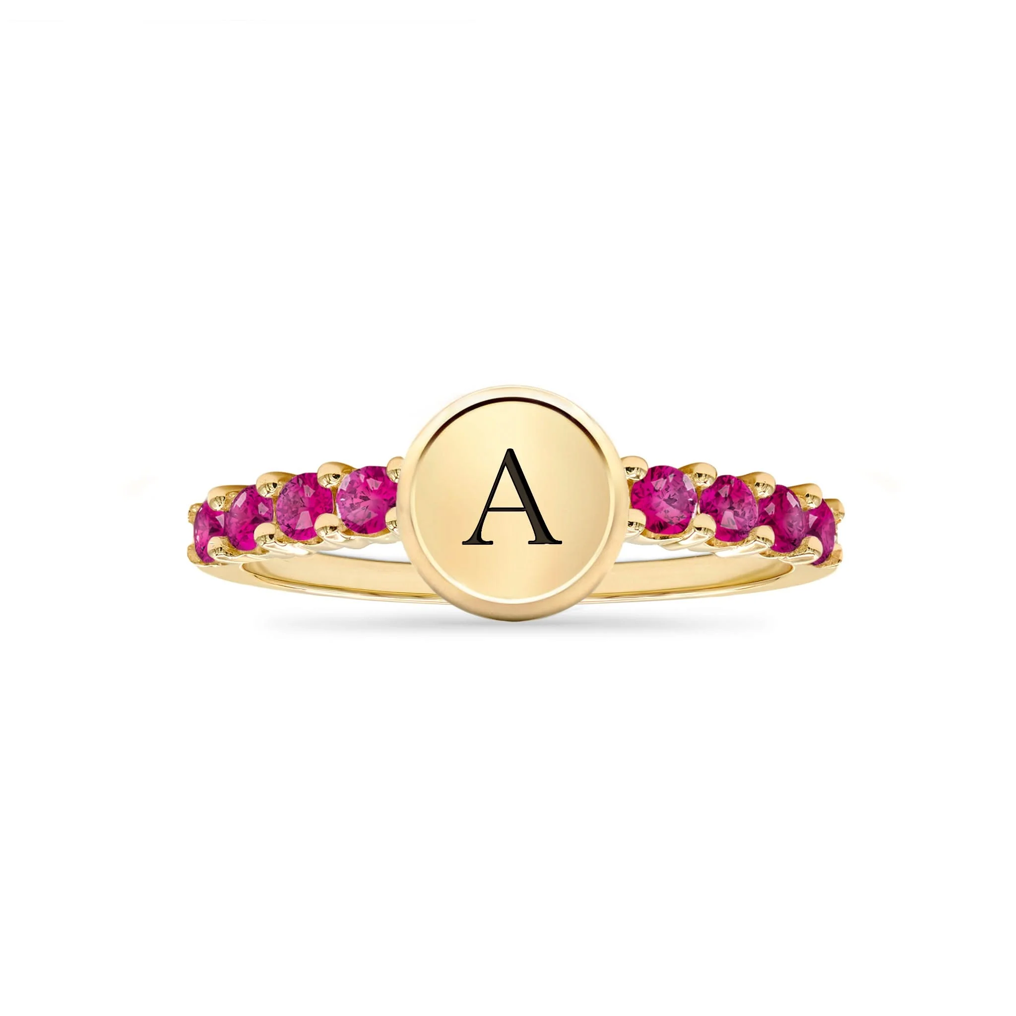 Rosecliff Letter Ruby Ring in 14k Gold (July) - Image 5