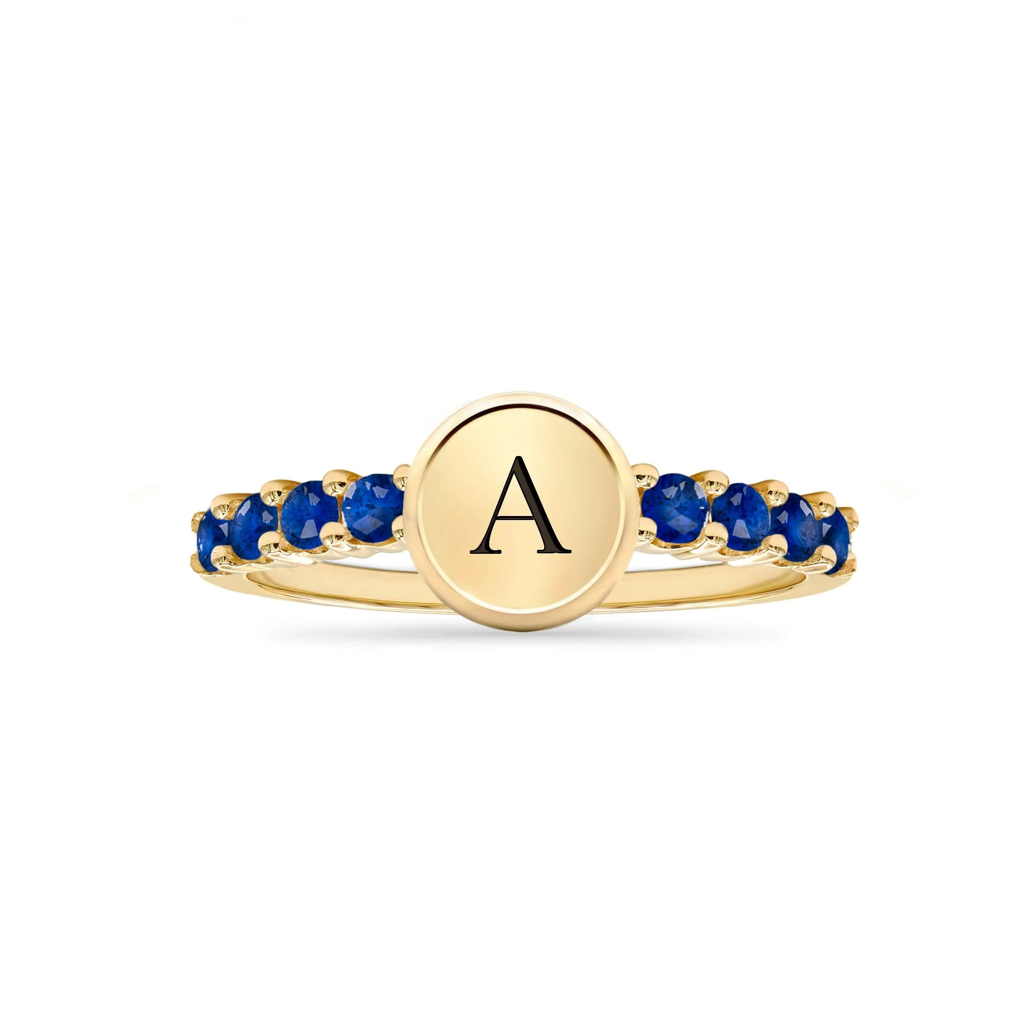 Rosecliff Letter Sapphire Ring in 14k Gold (September) - Image 5
