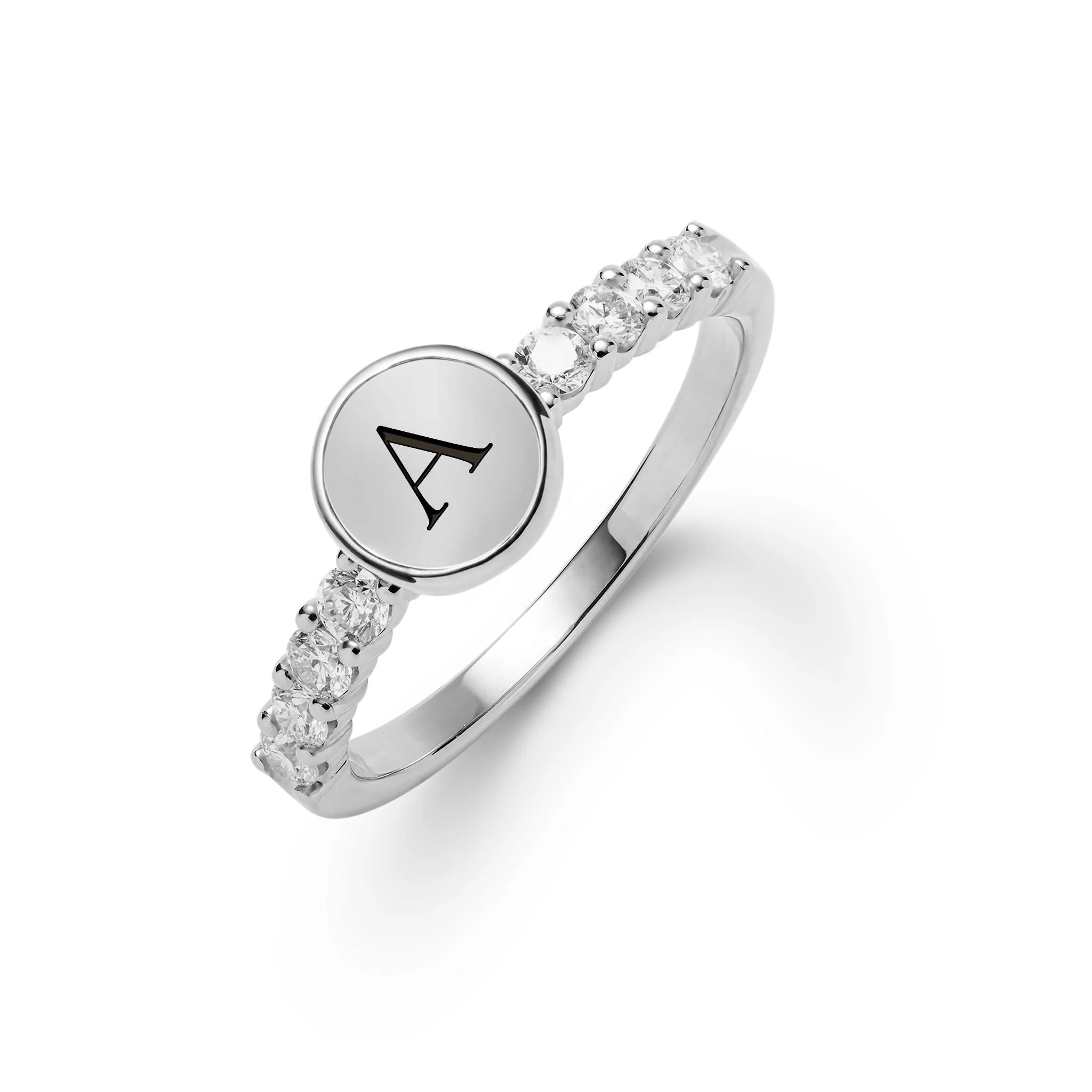Rosecliff Letter White Topaz Ring in 14k Gold (April) - Image 5