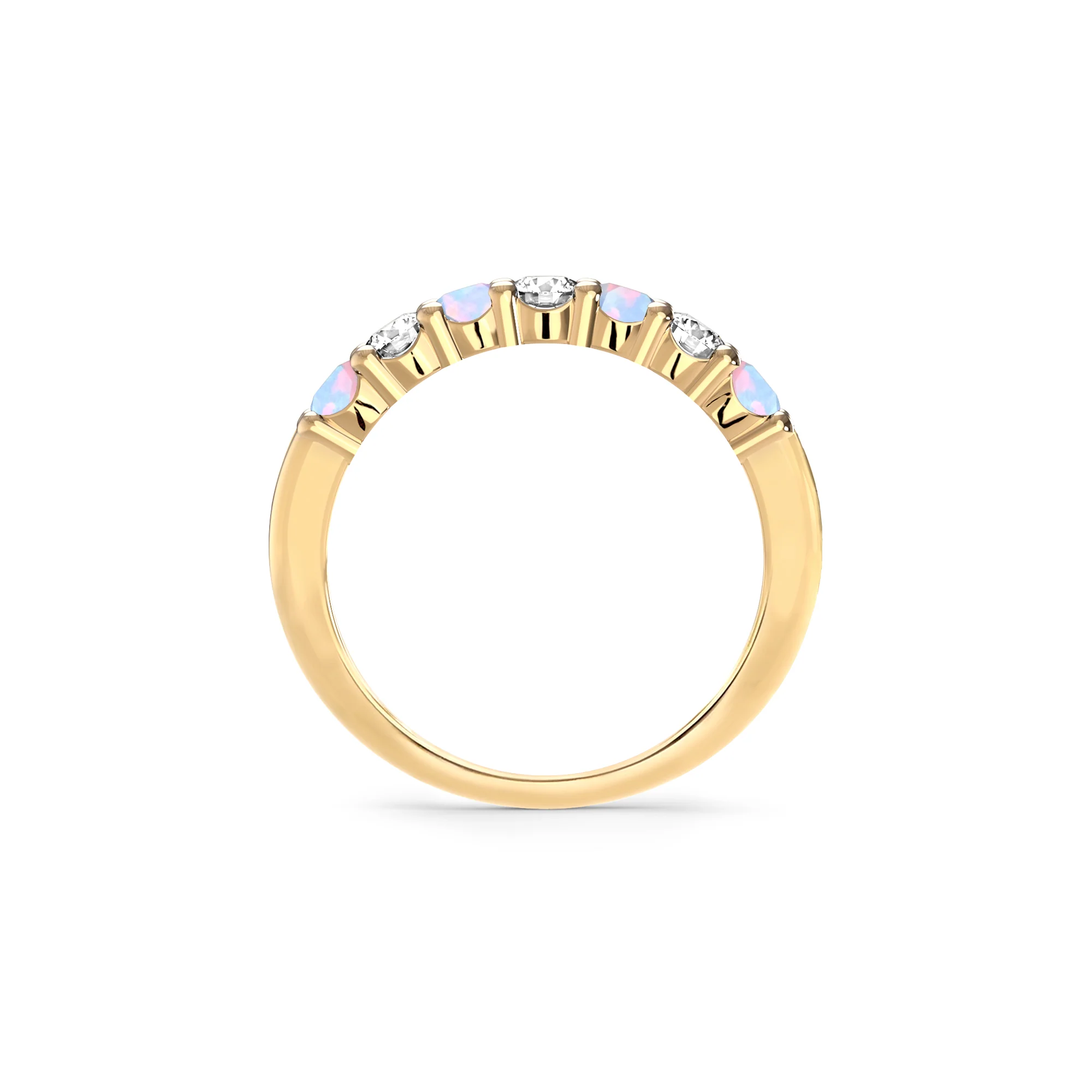 Rosecliff Luxe Diamond & Opal Stackable Ring in 14k Gold (October) - Image 4
